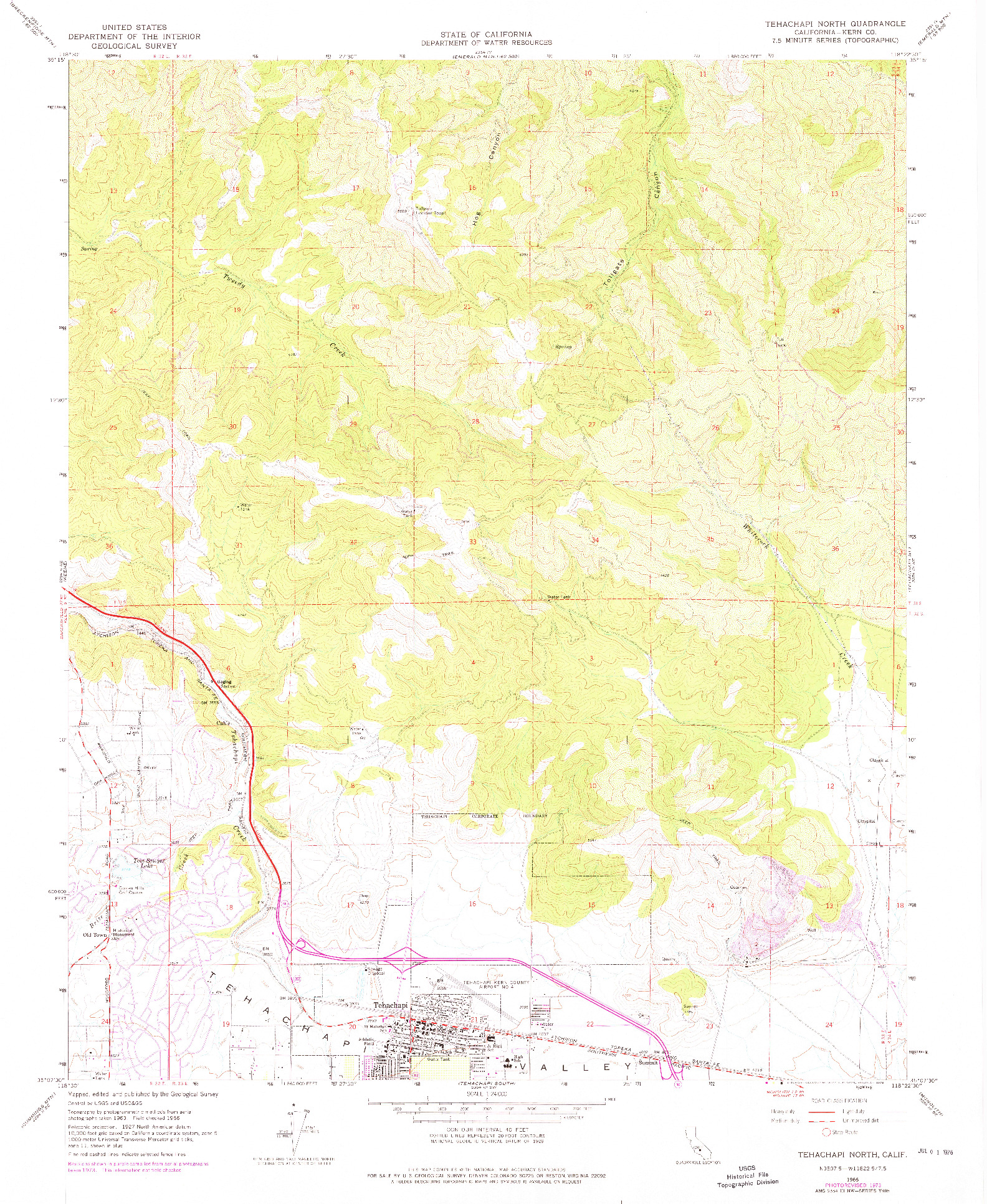 USGS 1:24000-SCALE QUADRANGLE FOR TEHACHAPI NORTH, CA 1966