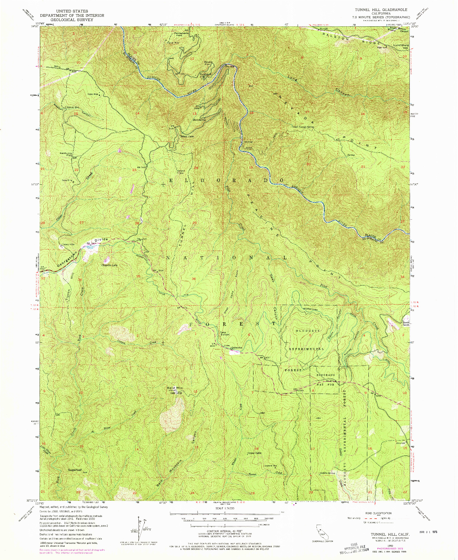 USGS 1:24000-SCALE QUADRANGLE FOR TUNNEL HILL, CA 1950