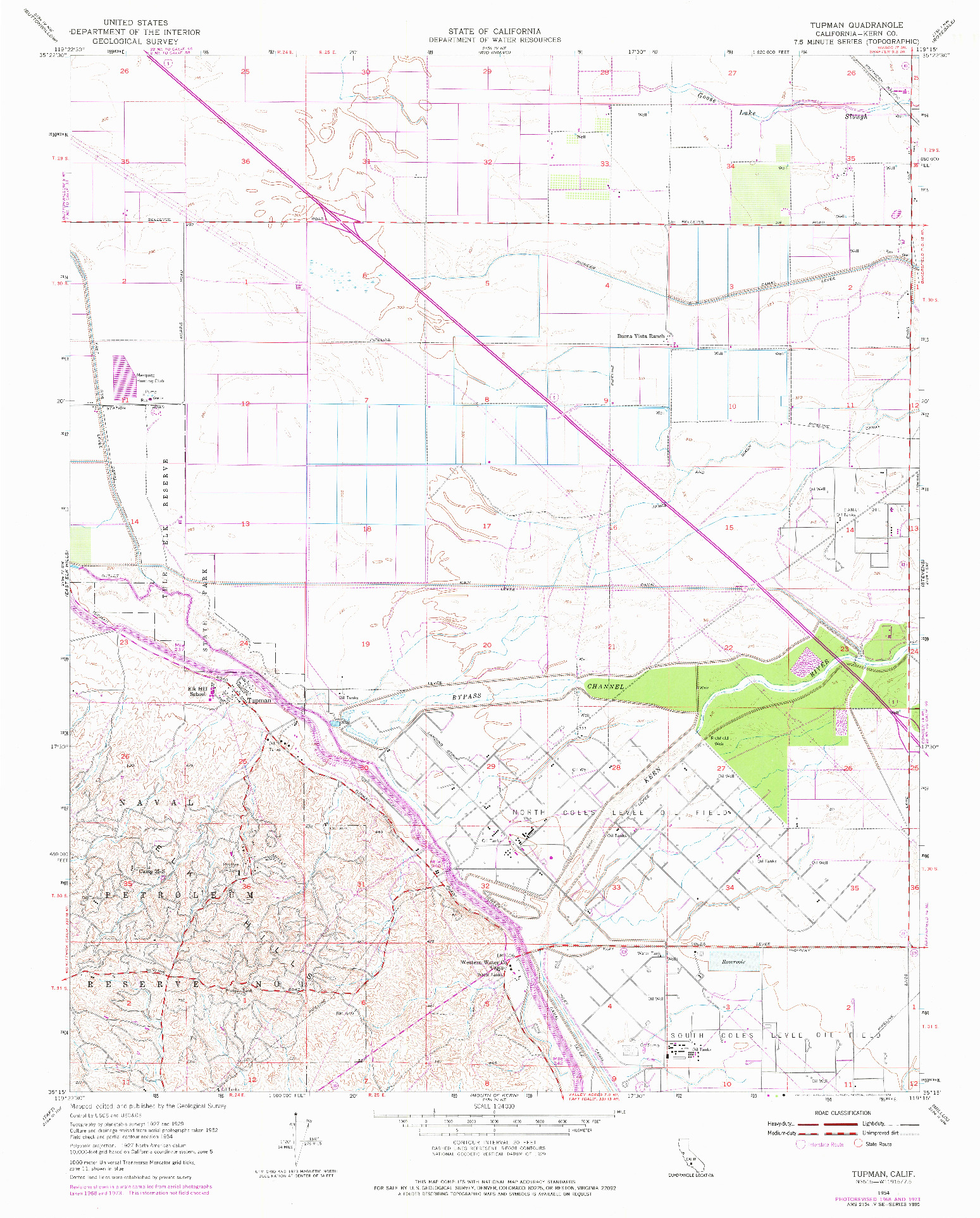 USGS 1:24000-SCALE QUADRANGLE FOR TUPMAN, CA 1954