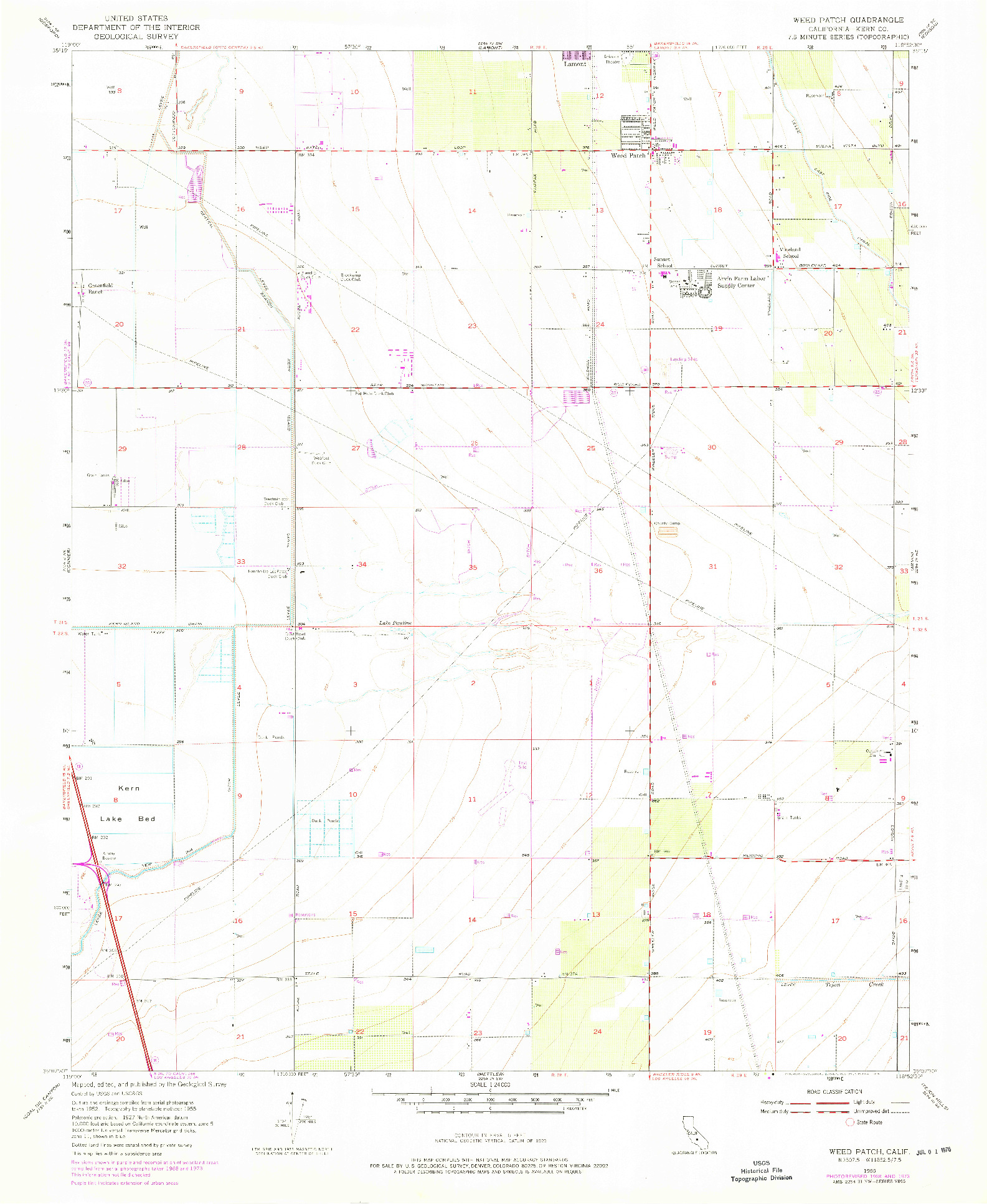 USGS 1:24000-SCALE QUADRANGLE FOR WEED PATCH, CA 1955