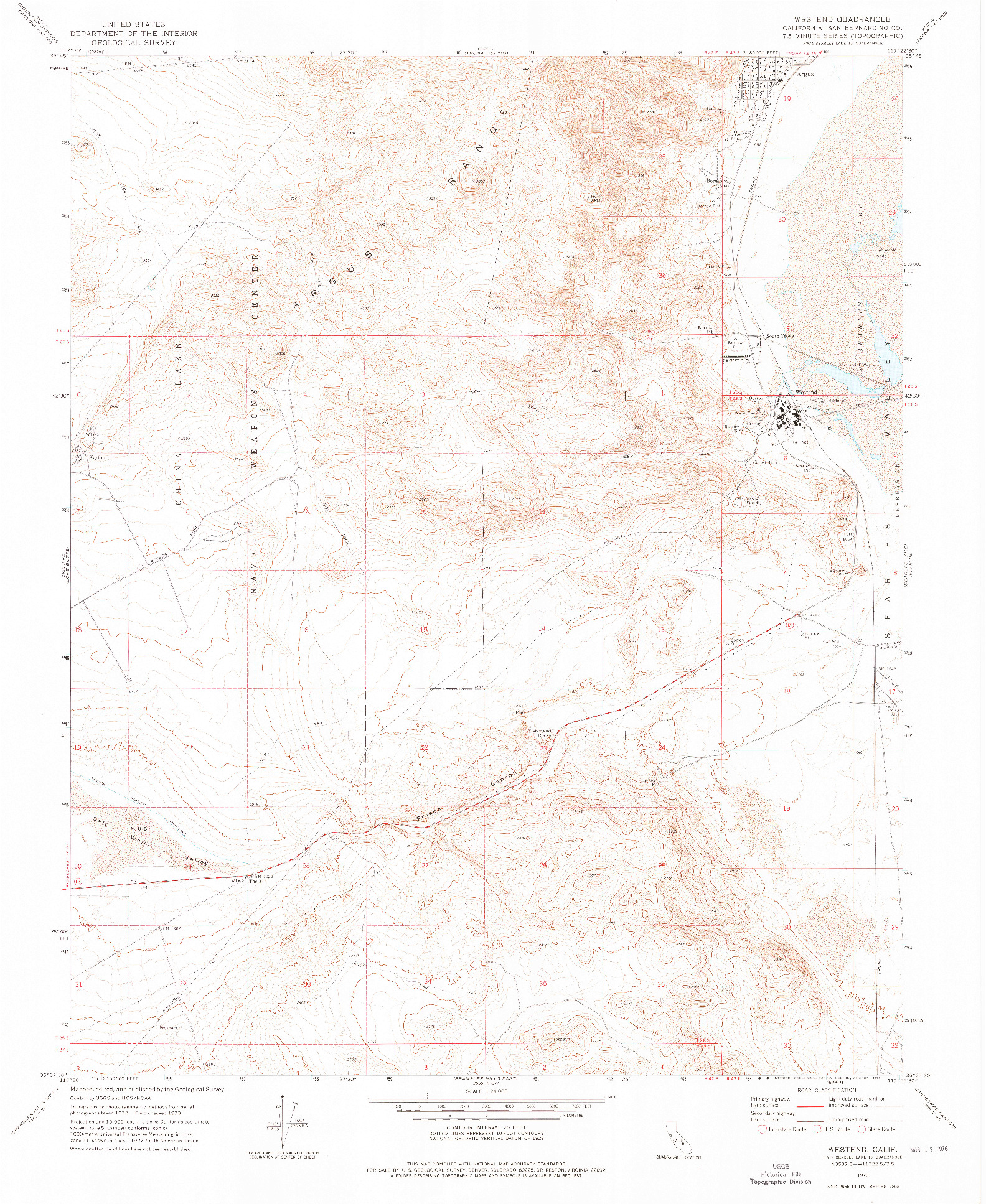 USGS 1:24000-SCALE QUADRANGLE FOR WESTEND, CA 1973