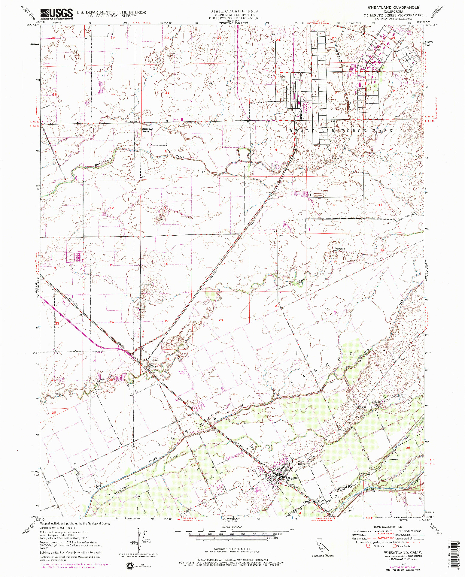 USGS 1:24000-SCALE QUADRANGLE FOR WHEATLAND, CA 1947