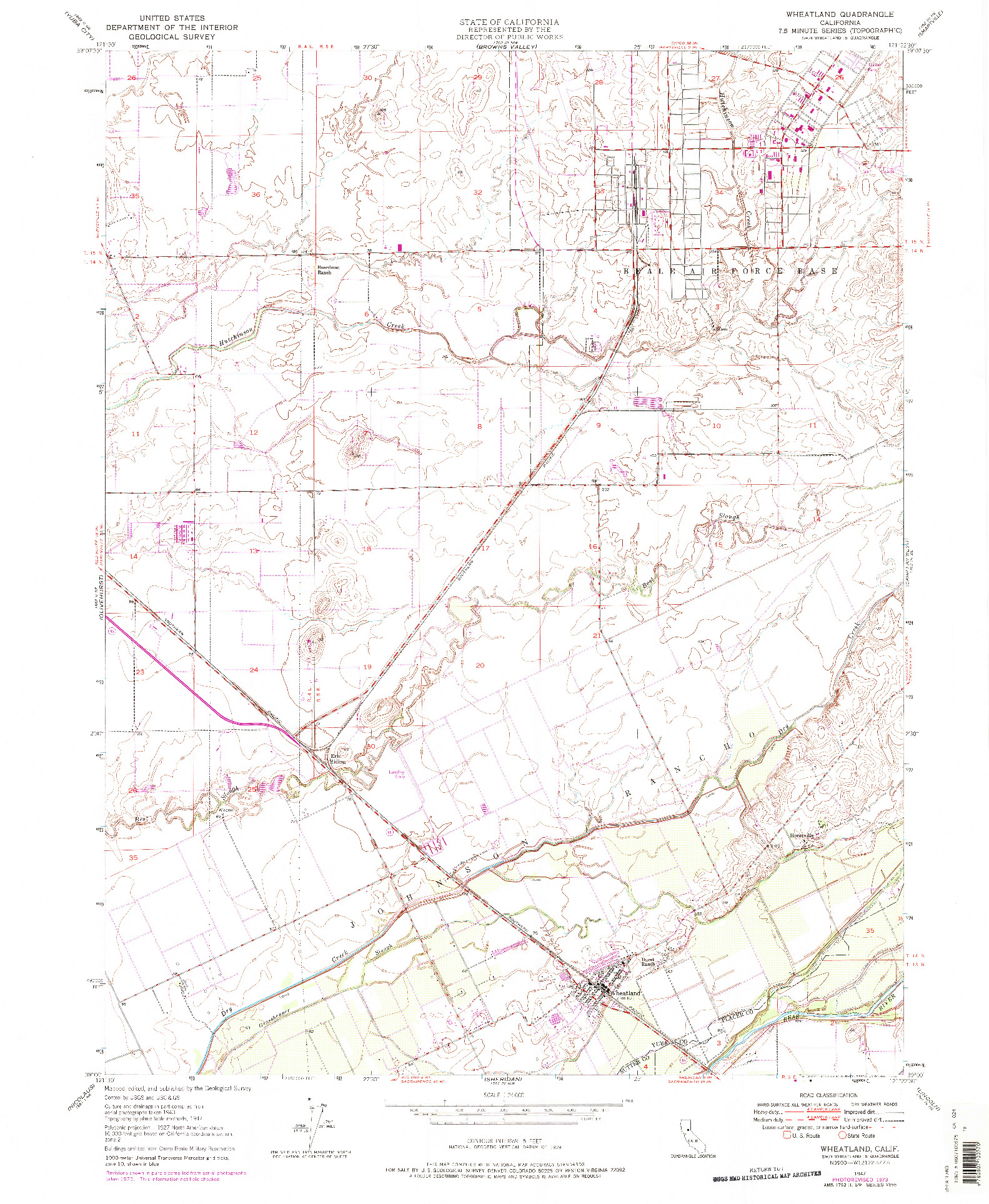 USGS 1:24000-SCALE QUADRANGLE FOR WHEATLAND, CA 1947