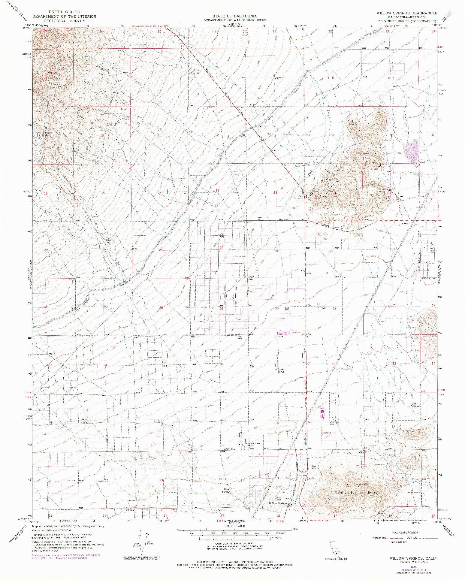 USGS 1:24000-SCALE QUADRANGLE FOR WILLOW SPRINGS, CA 1965