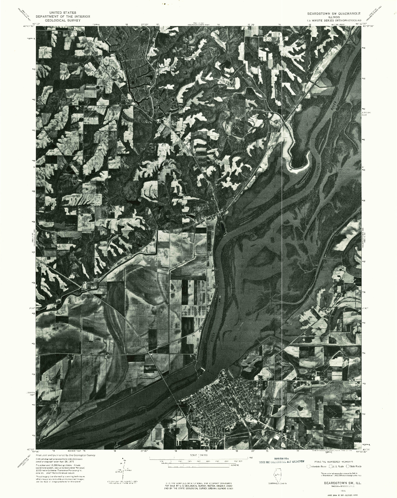 USGS 1:24000-SCALE QUADRANGLE FOR BEARDSTOWN SW, IL 1975