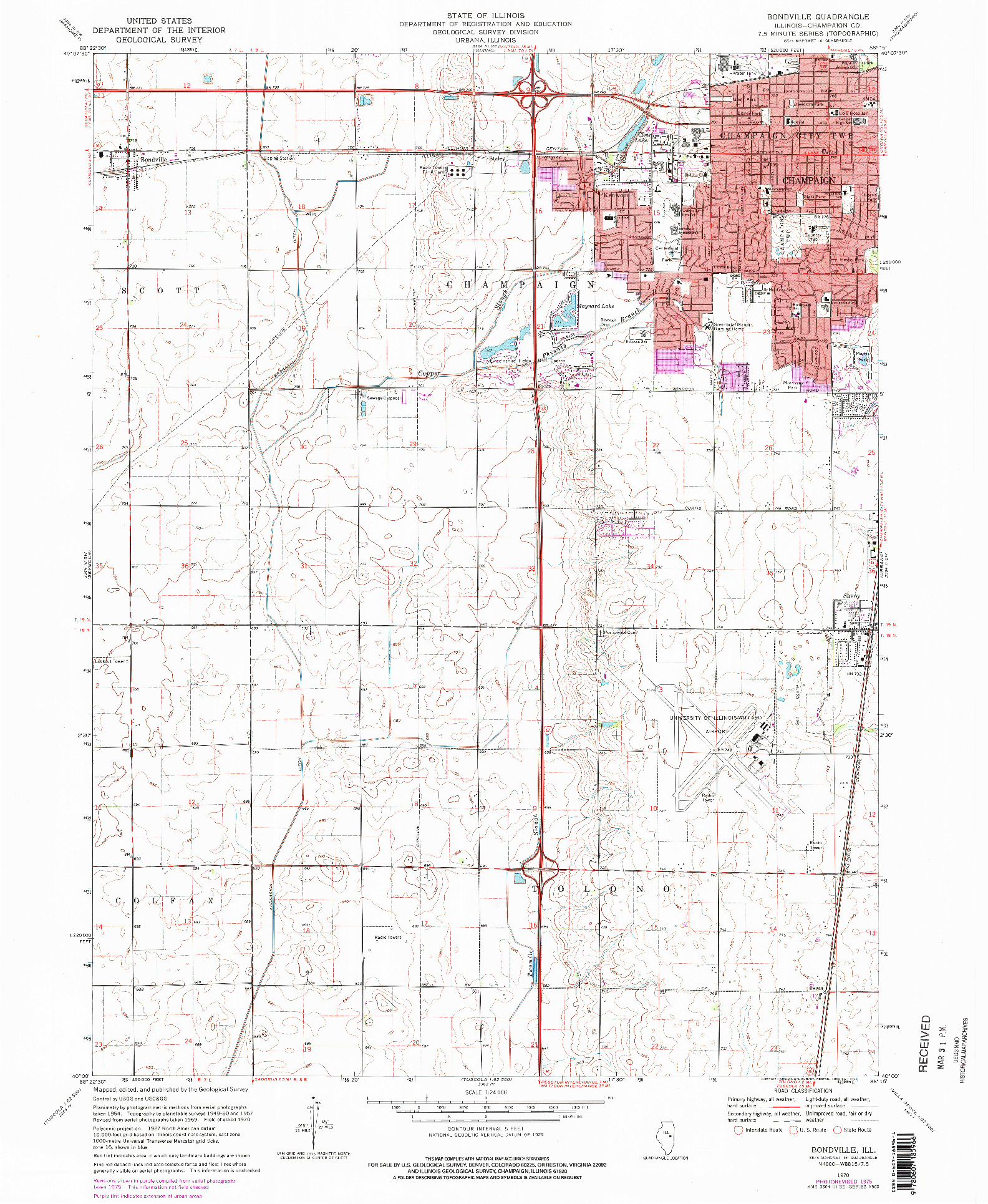 USGS 1:24000-SCALE QUADRANGLE FOR BONDVILLE, IL 1970