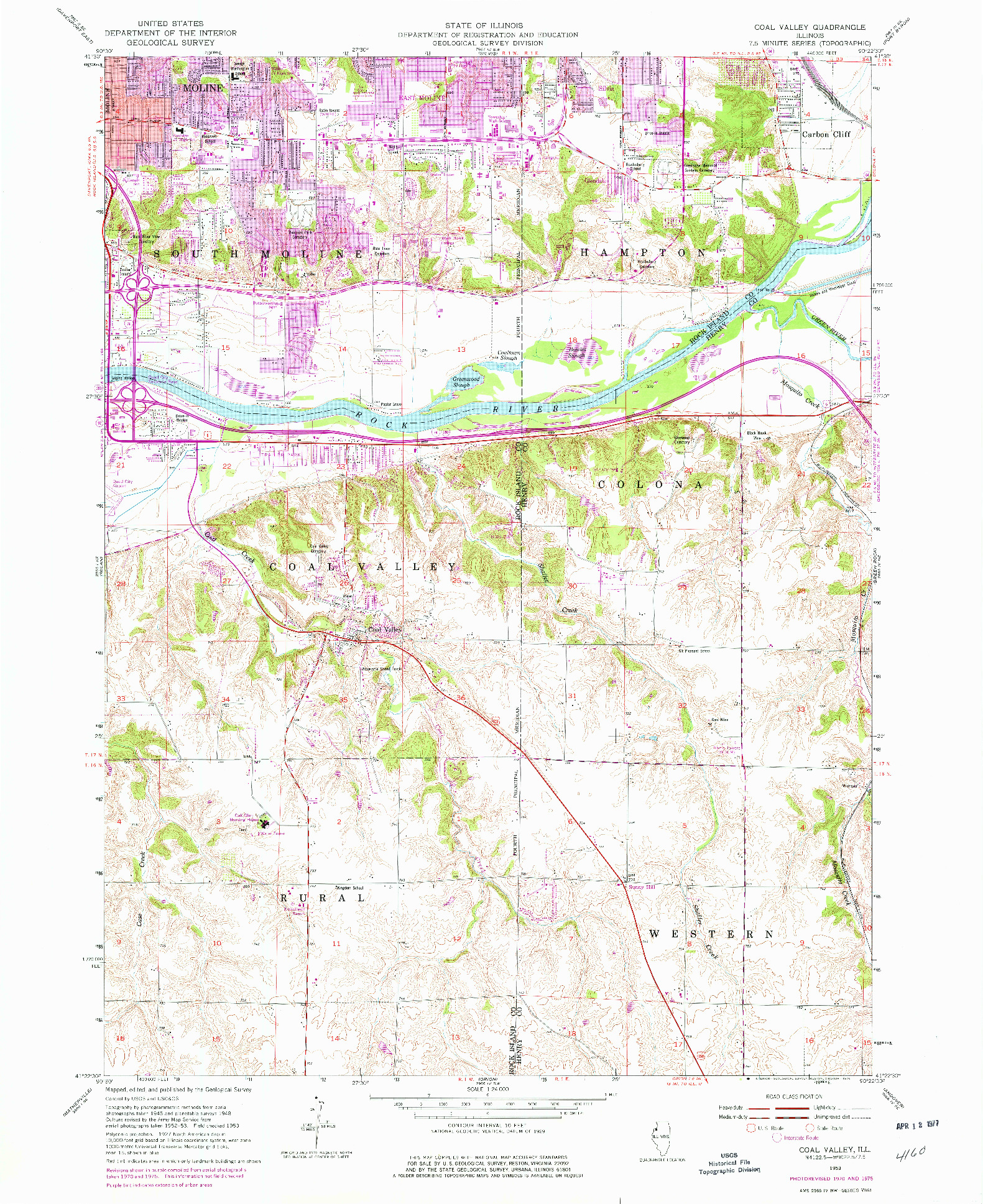 USGS 1:24000-SCALE QUADRANGLE FOR COAL VALLEY, IL 1953