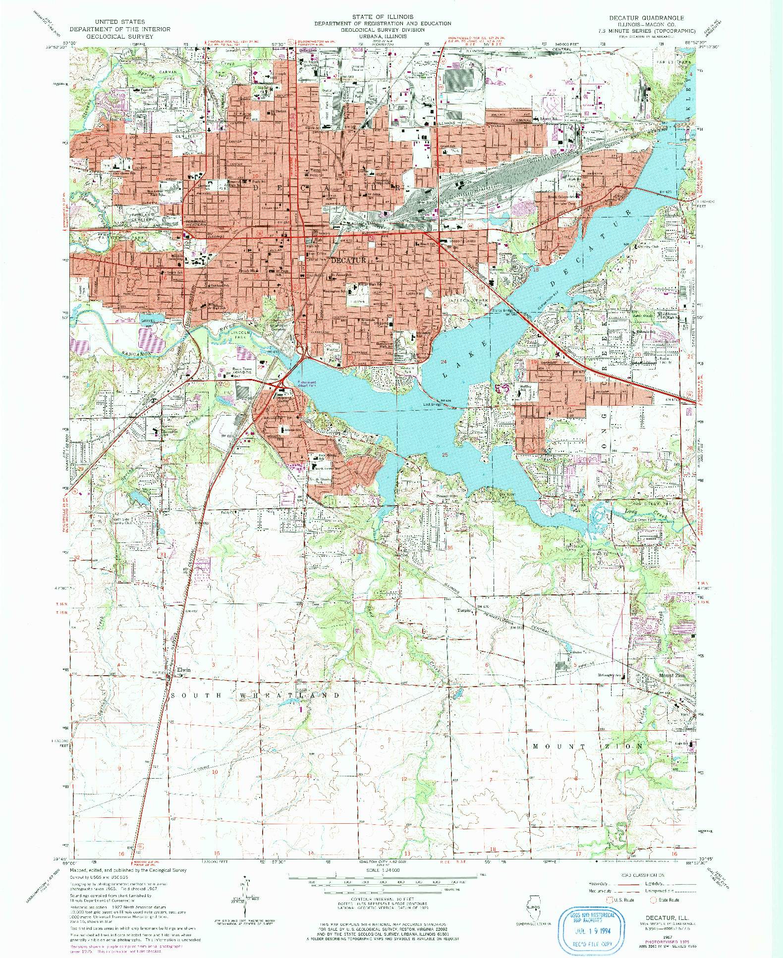 USGS 1:24000-SCALE QUADRANGLE FOR DECATUR, IL 1967