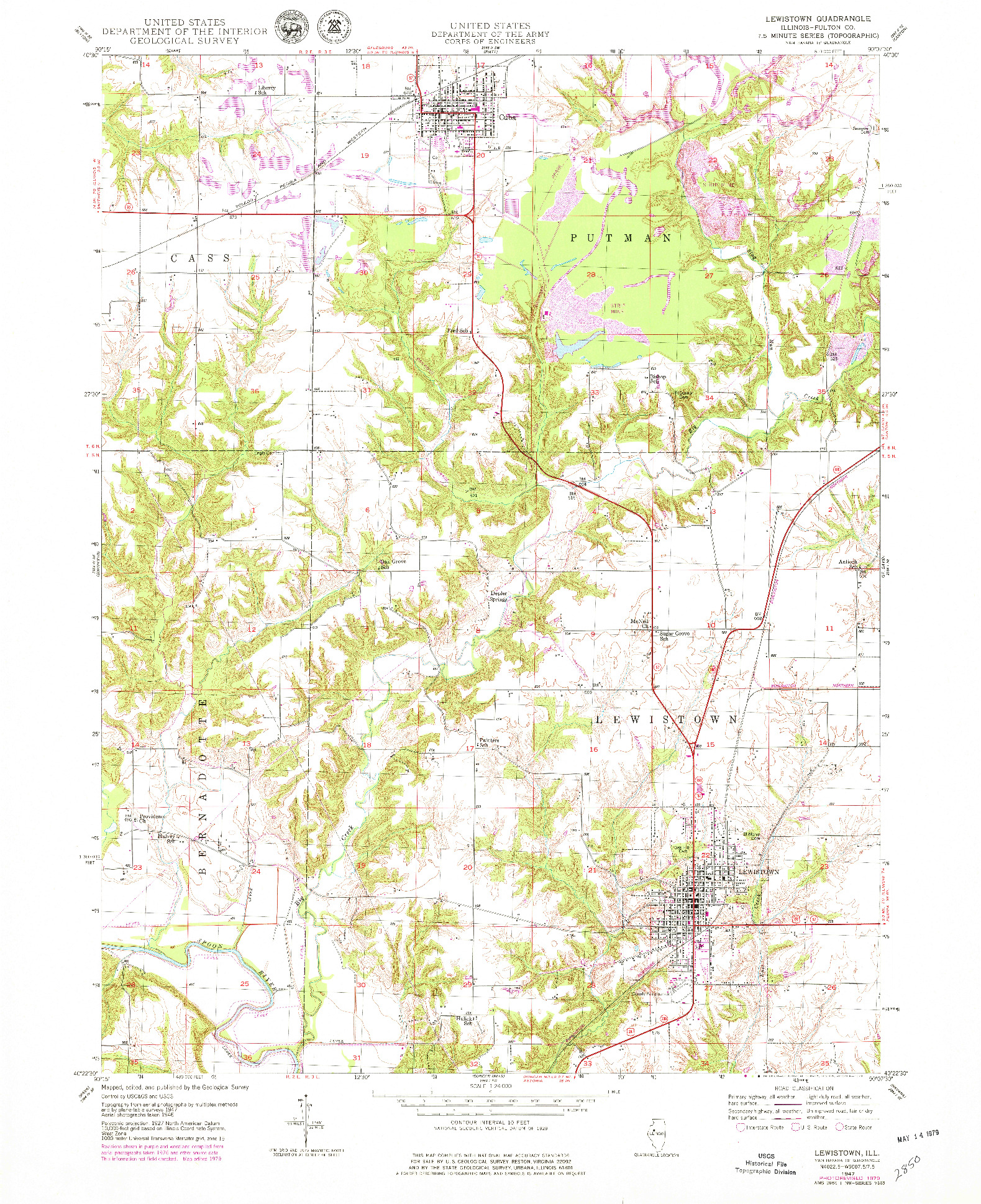USGS 1:24000-SCALE QUADRANGLE FOR LEWISTOWN, IL 1947