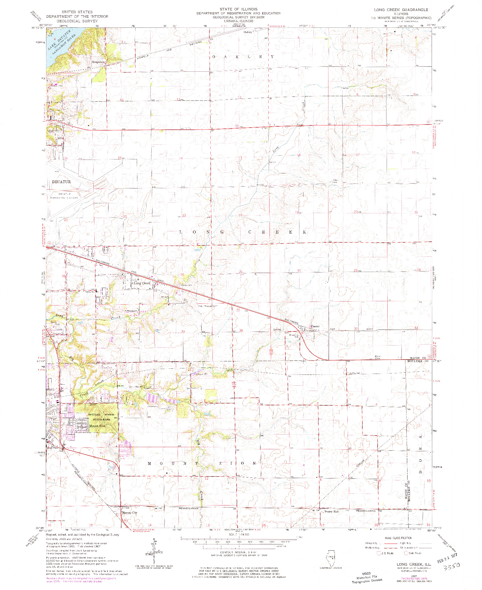 USGS 1:24000-SCALE QUADRANGLE FOR LONG CREEK, IL 1967
