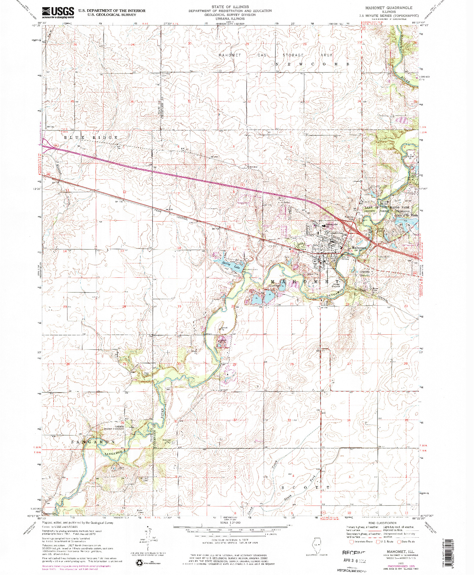 USGS 1:24000-SCALE QUADRANGLE FOR MAHOMET, IL 1970