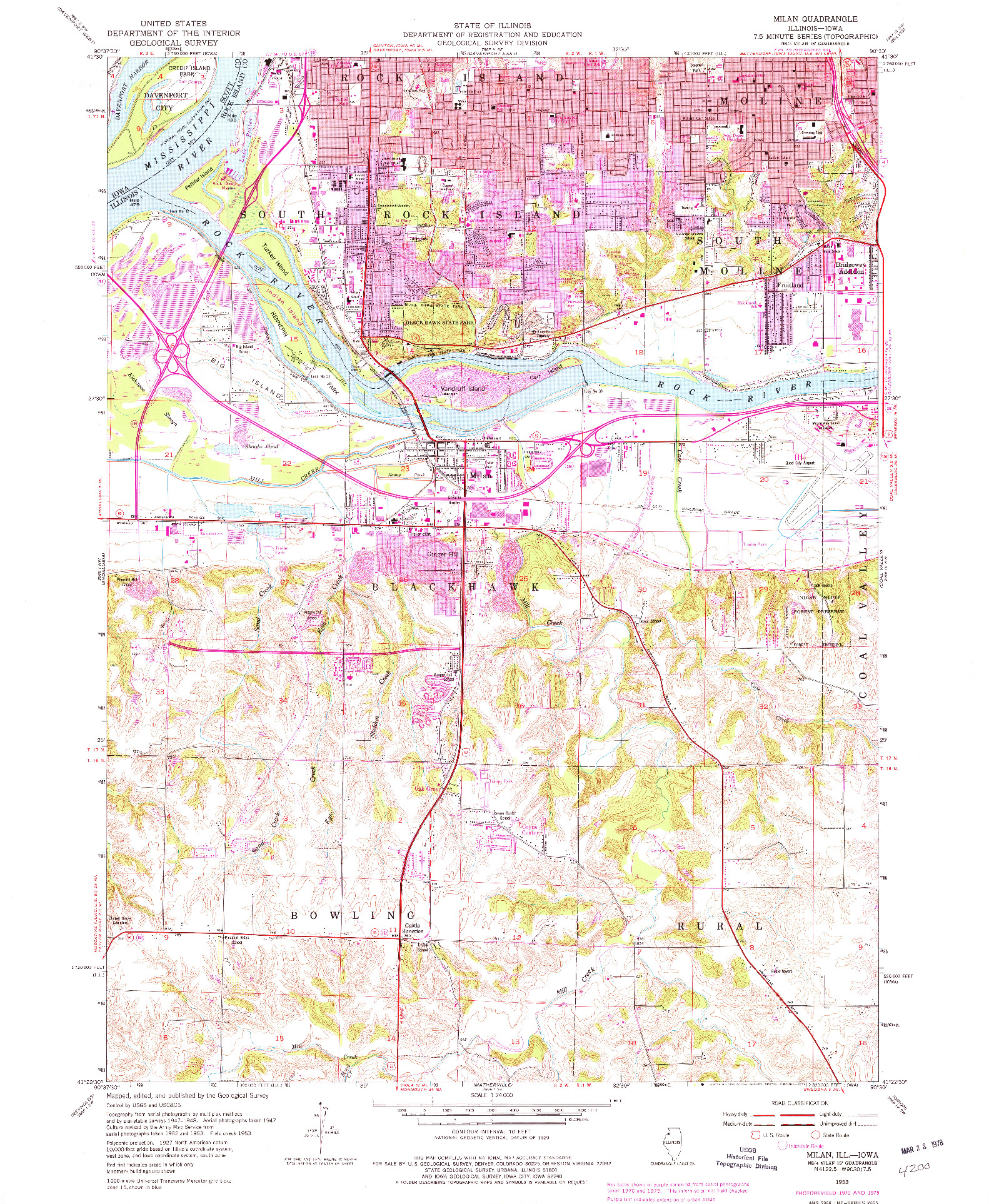 USGS 1:24000-SCALE QUADRANGLE FOR MILAN, IL 1953