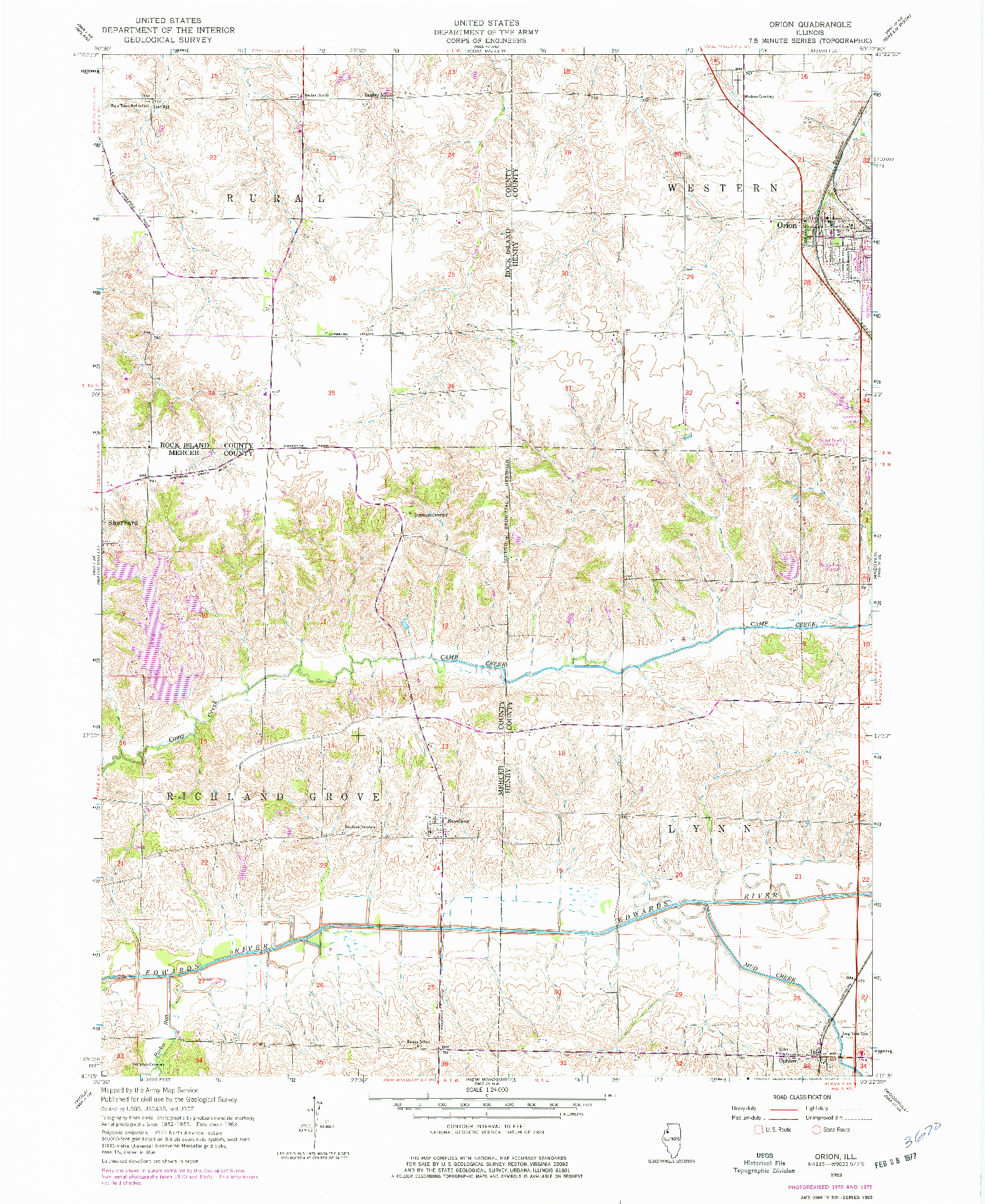 USGS 1:24000-SCALE QUADRANGLE FOR ORION, IL 1953