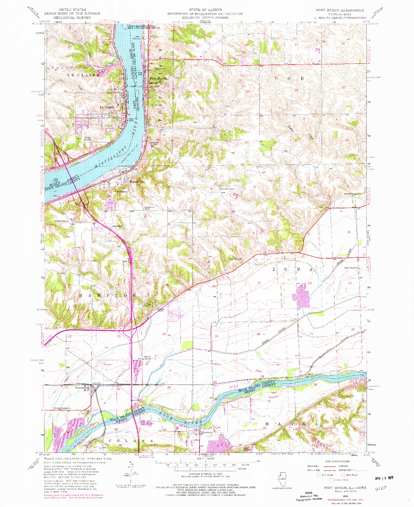 USGS 1:24000-SCALE QUADRANGLE FOR PORT BYRON, IL 1953