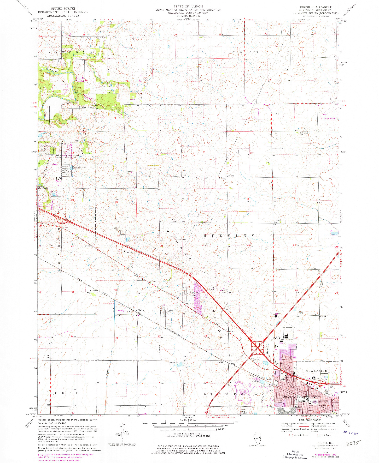 USGS 1:24000-SCALE QUADRANGLE FOR RISING, IL 1970