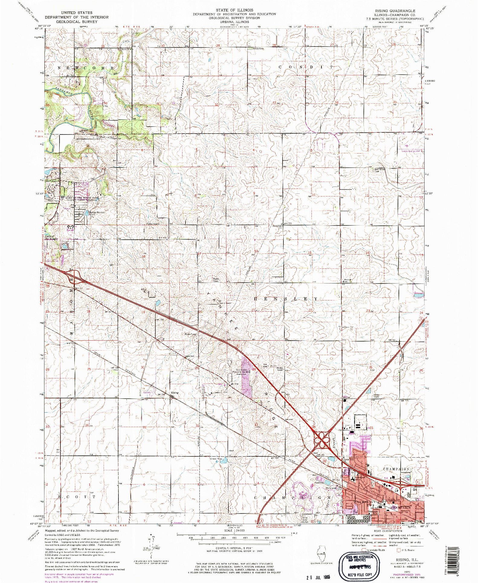 USGS 1:24000-SCALE QUADRANGLE FOR RISING, IL 1970