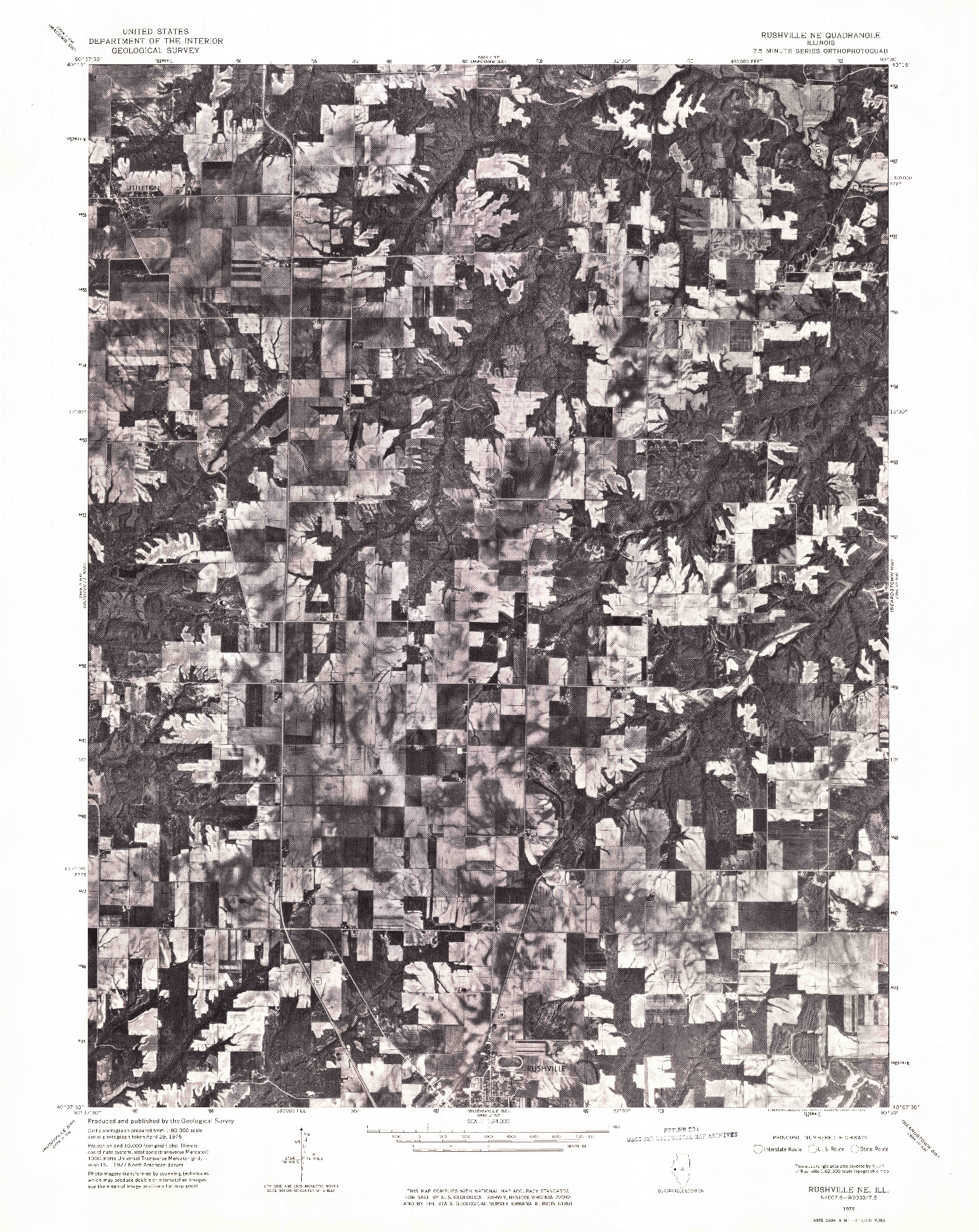 USGS 1:24000-SCALE QUADRANGLE FOR RUSHVILLE NE, IL 1975