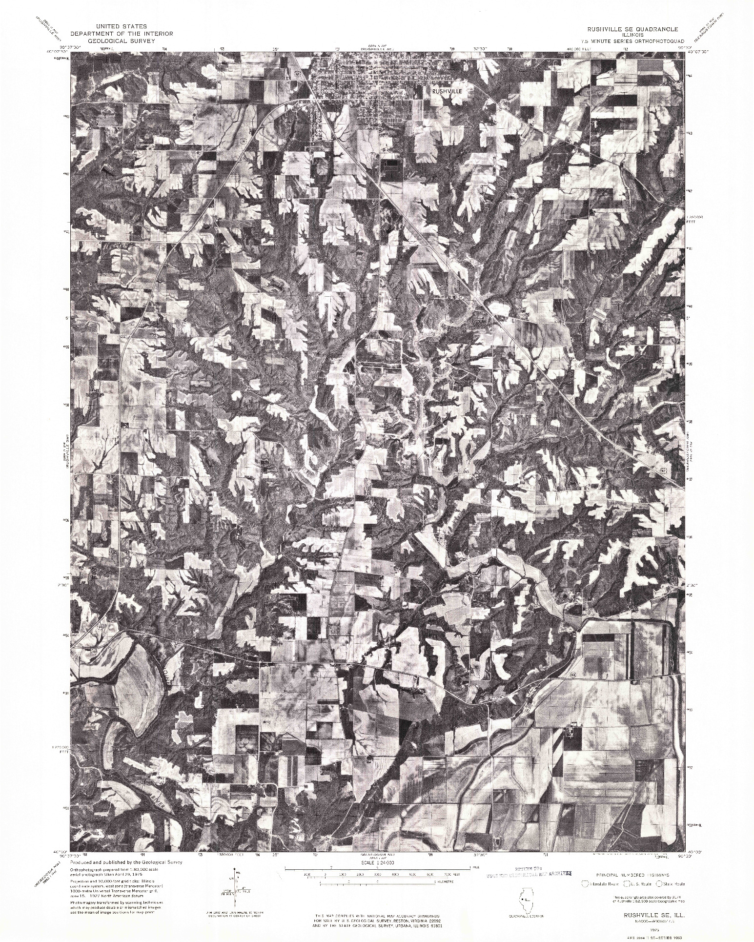 USGS 1:24000-SCALE QUADRANGLE FOR RUSHVILLE SE, IL 1975