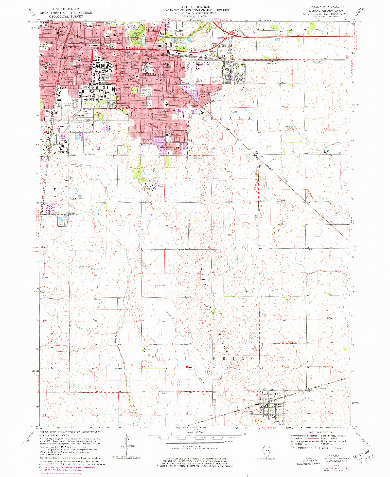 USGS 1:24000-SCALE QUADRANGLE FOR URBANA, IL 1970