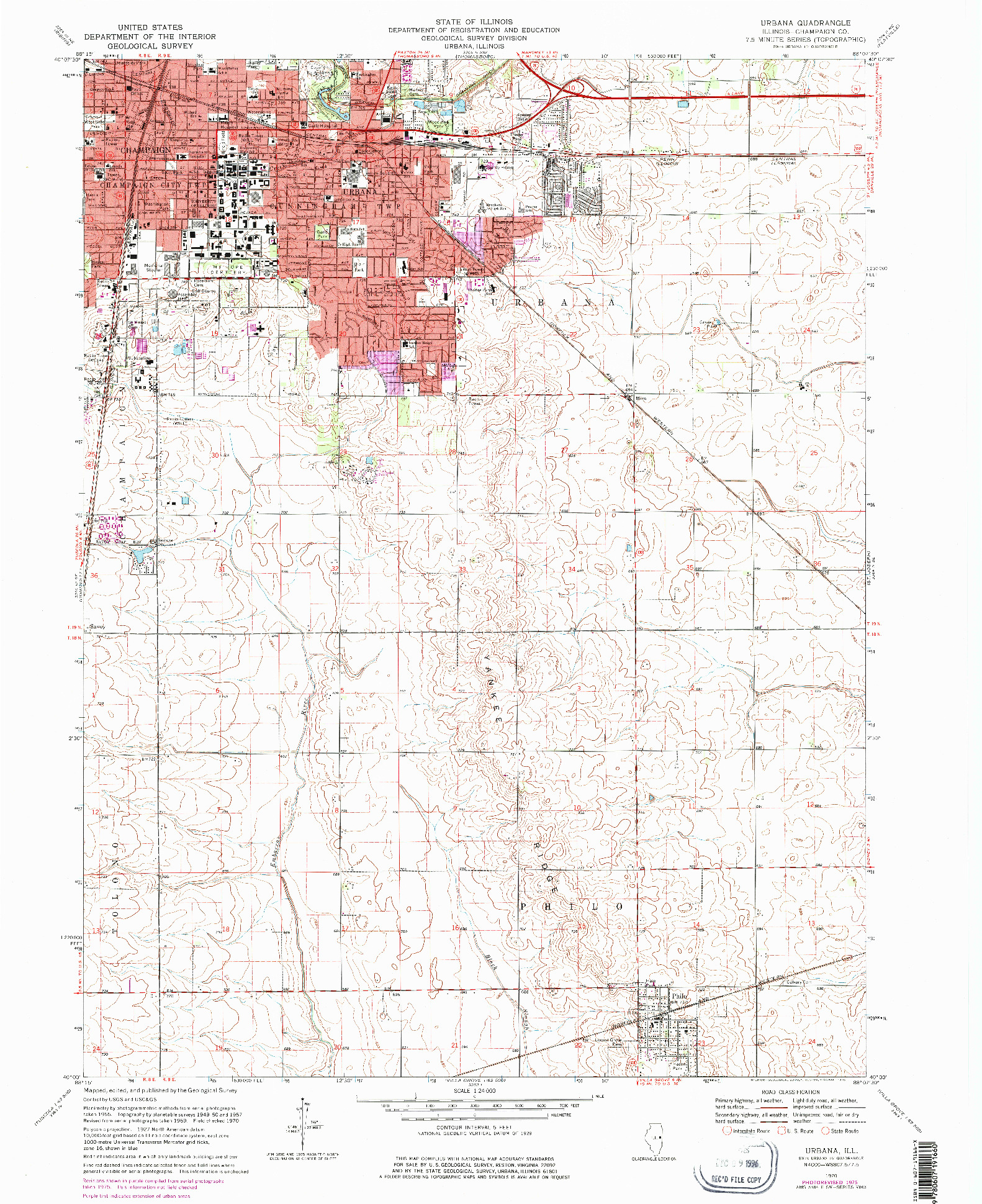 USGS 1:24000-SCALE QUADRANGLE FOR URBANA, IL 1970