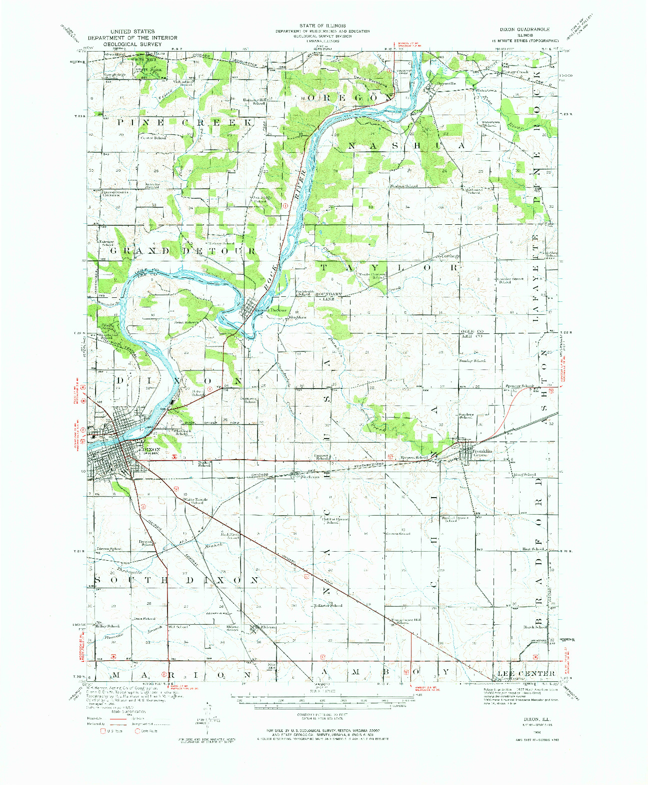 USGS 1:62500-SCALE QUADRANGLE FOR DIXON, IL 1950