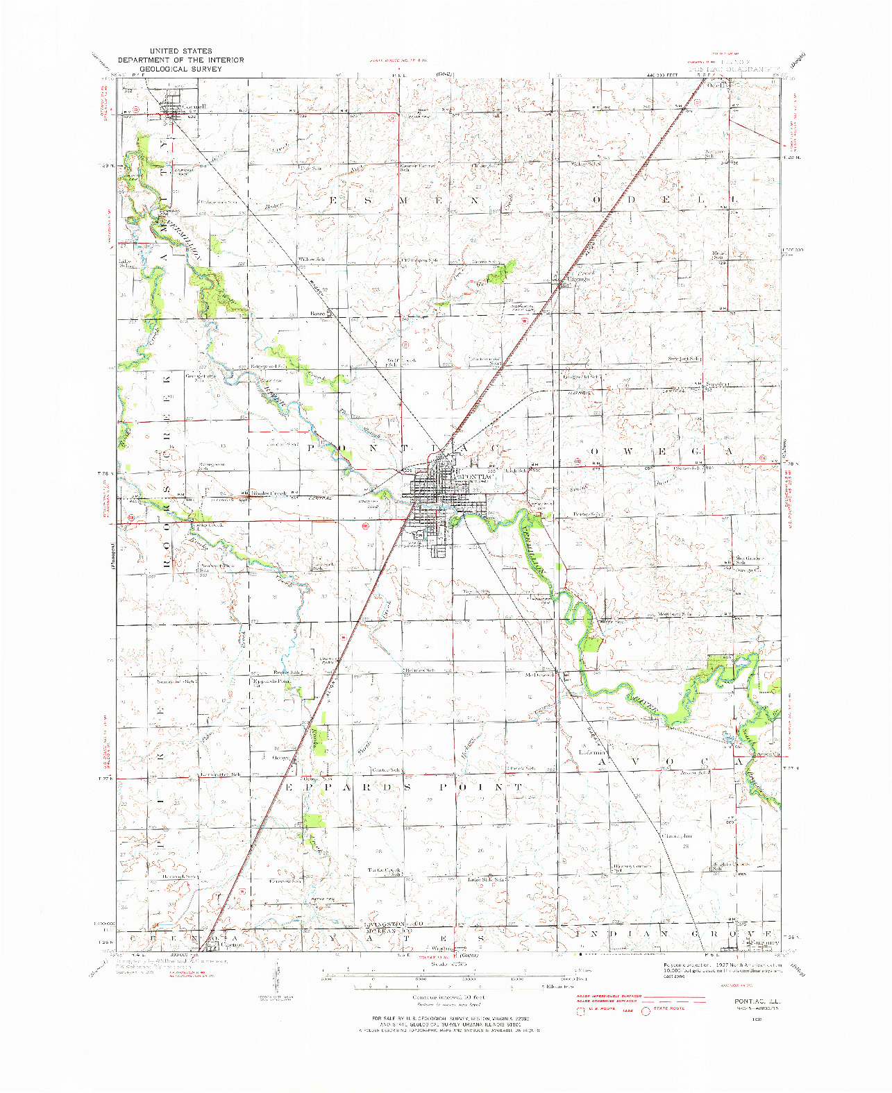 USGS 1:62500-SCALE QUADRANGLE FOR PONTIAC, IL 1935