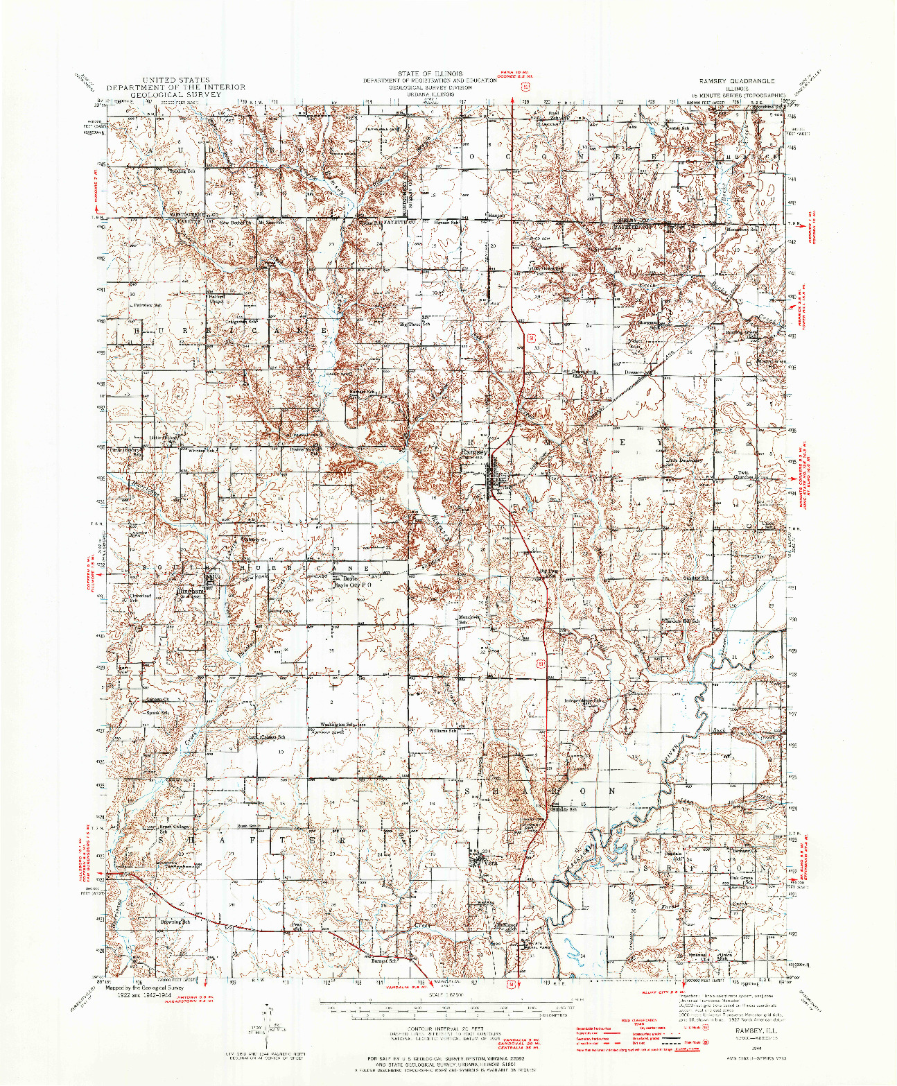 USGS 1:62500-SCALE QUADRANGLE FOR RAMSEY, IL 1944