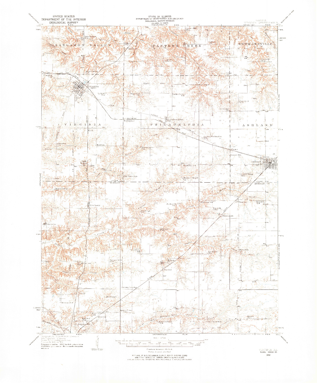 USGS 1:62500-SCALE QUADRANGLE FOR VIRGINIA, IL 1932