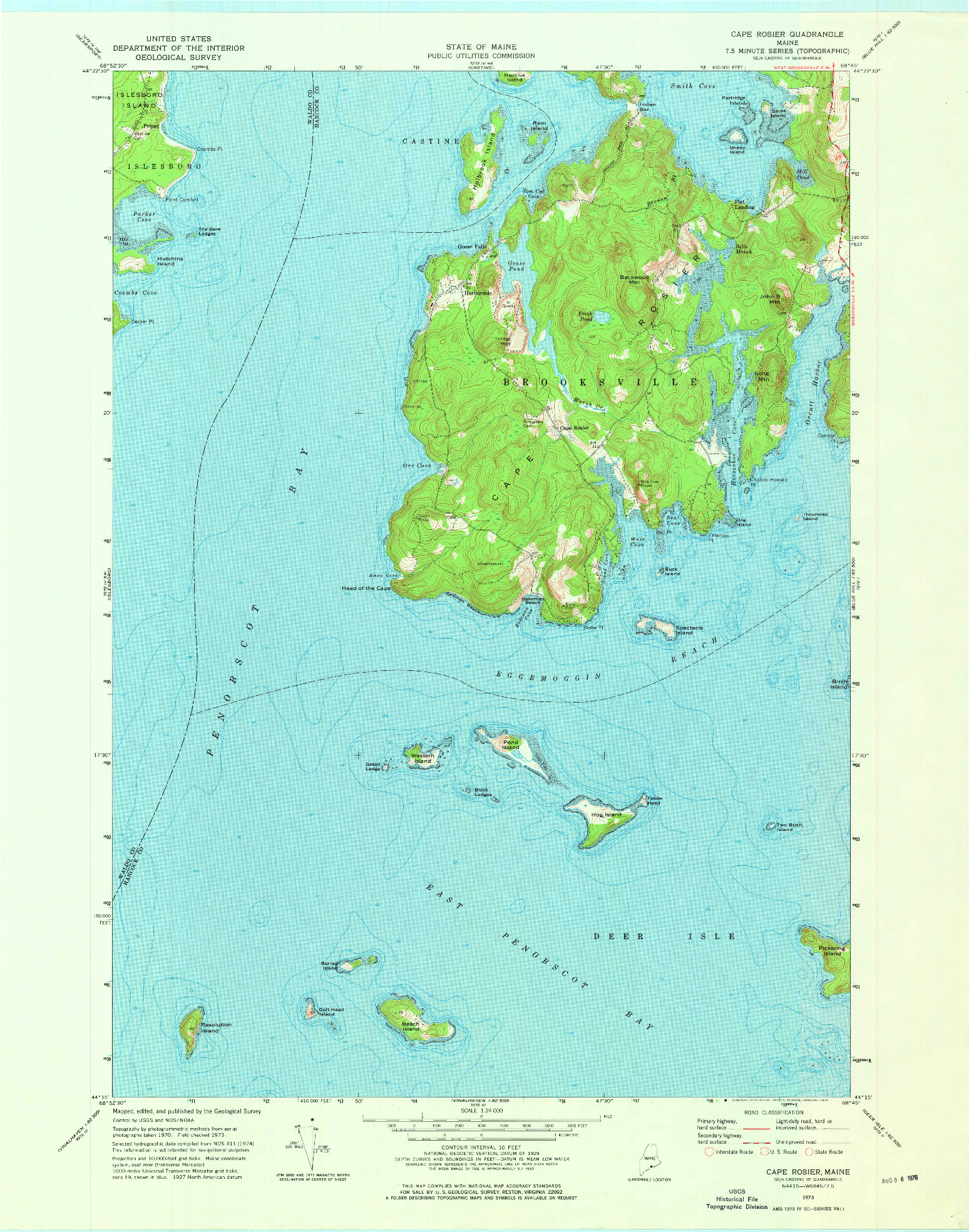 USGS 1:24000-SCALE QUADRANGLE FOR CAPE ROSIER, ME 1973