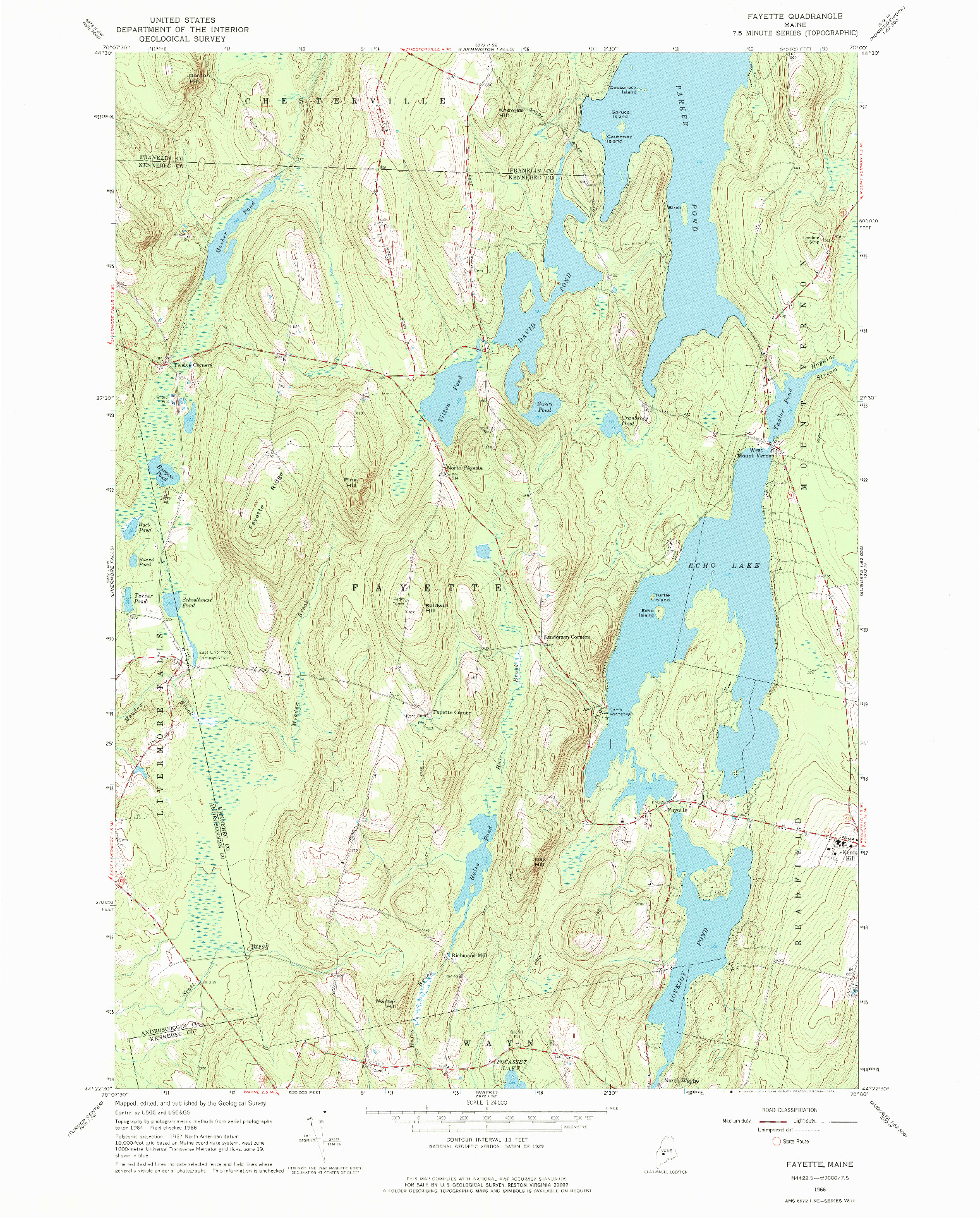 USGS 1:24000-SCALE QUADRANGLE FOR FAYETTE, ME 1966