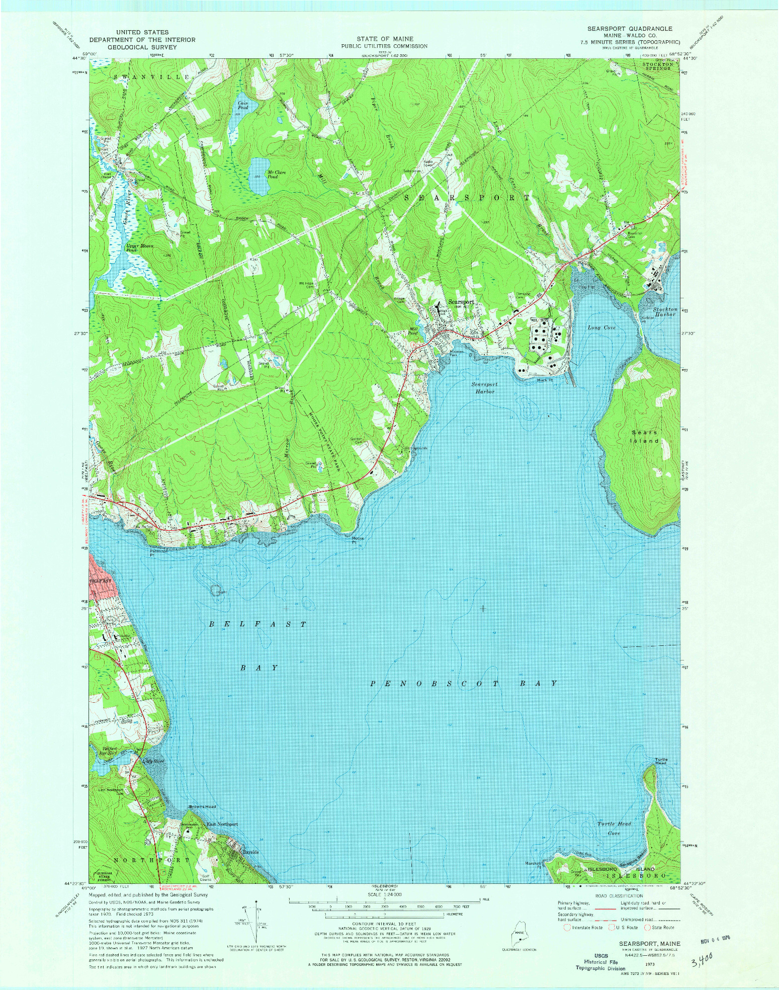 USGS 1:24000-SCALE QUADRANGLE FOR SEARSPORT, ME 1973