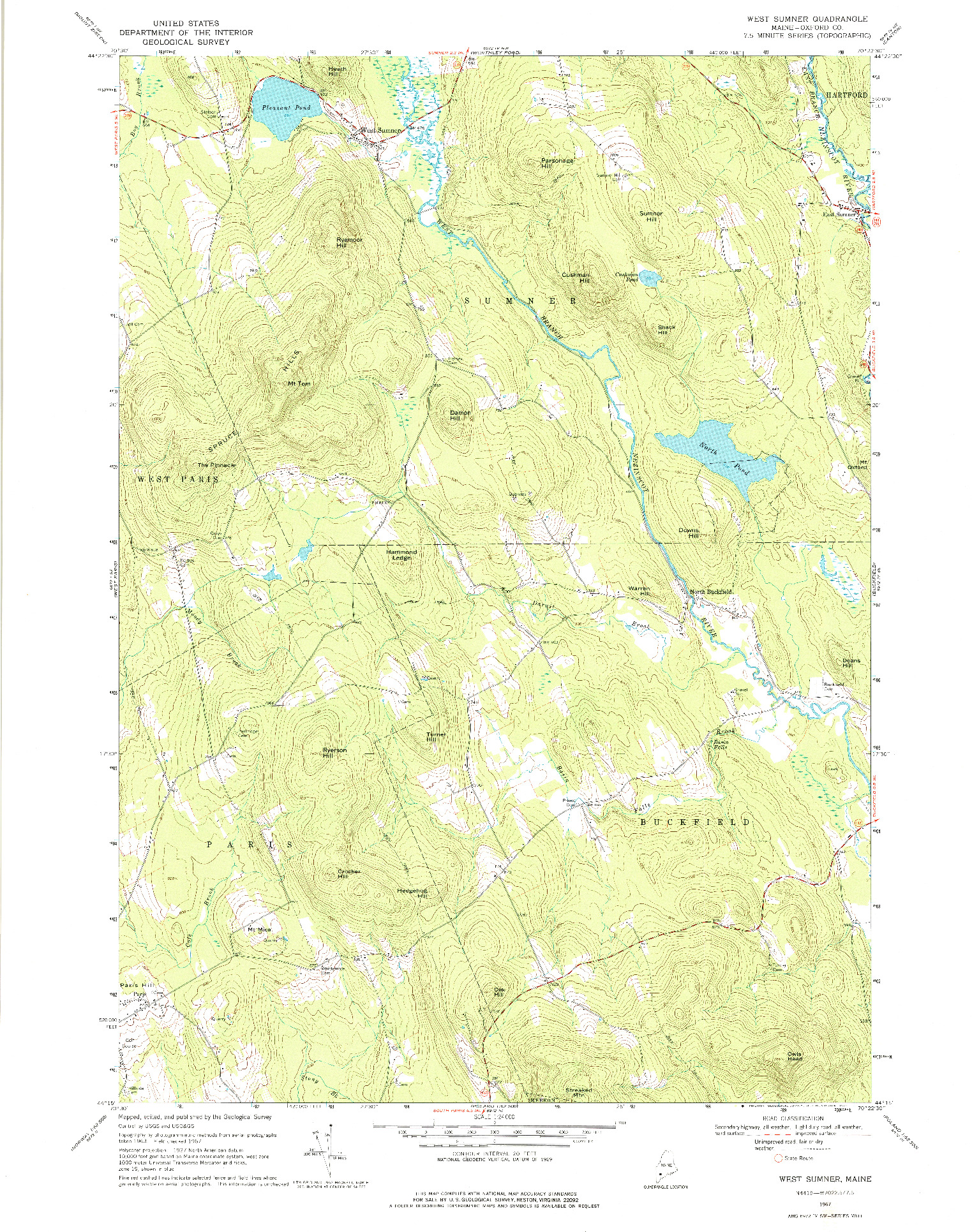 USGS 1:24000-SCALE QUADRANGLE FOR WEST SUMNER, ME 1967