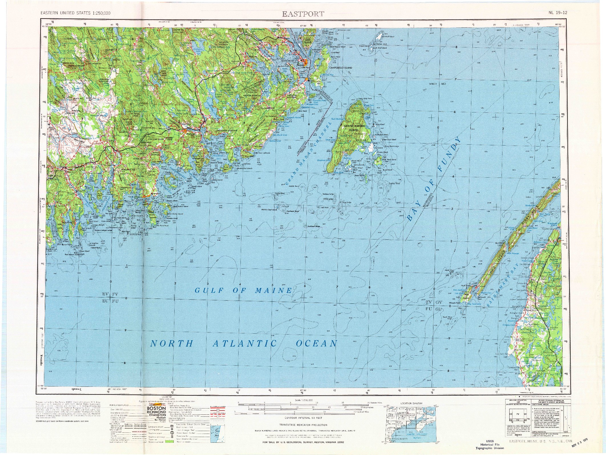 USGS 1:250000-SCALE QUADRANGLE FOR EASTPORT, ME 1976