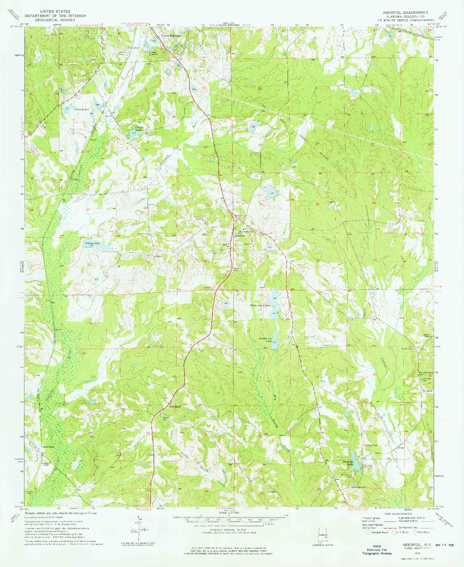 USGS 1:24000-SCALE QUADRANGLE FOR ABERFOIL, AL 1973