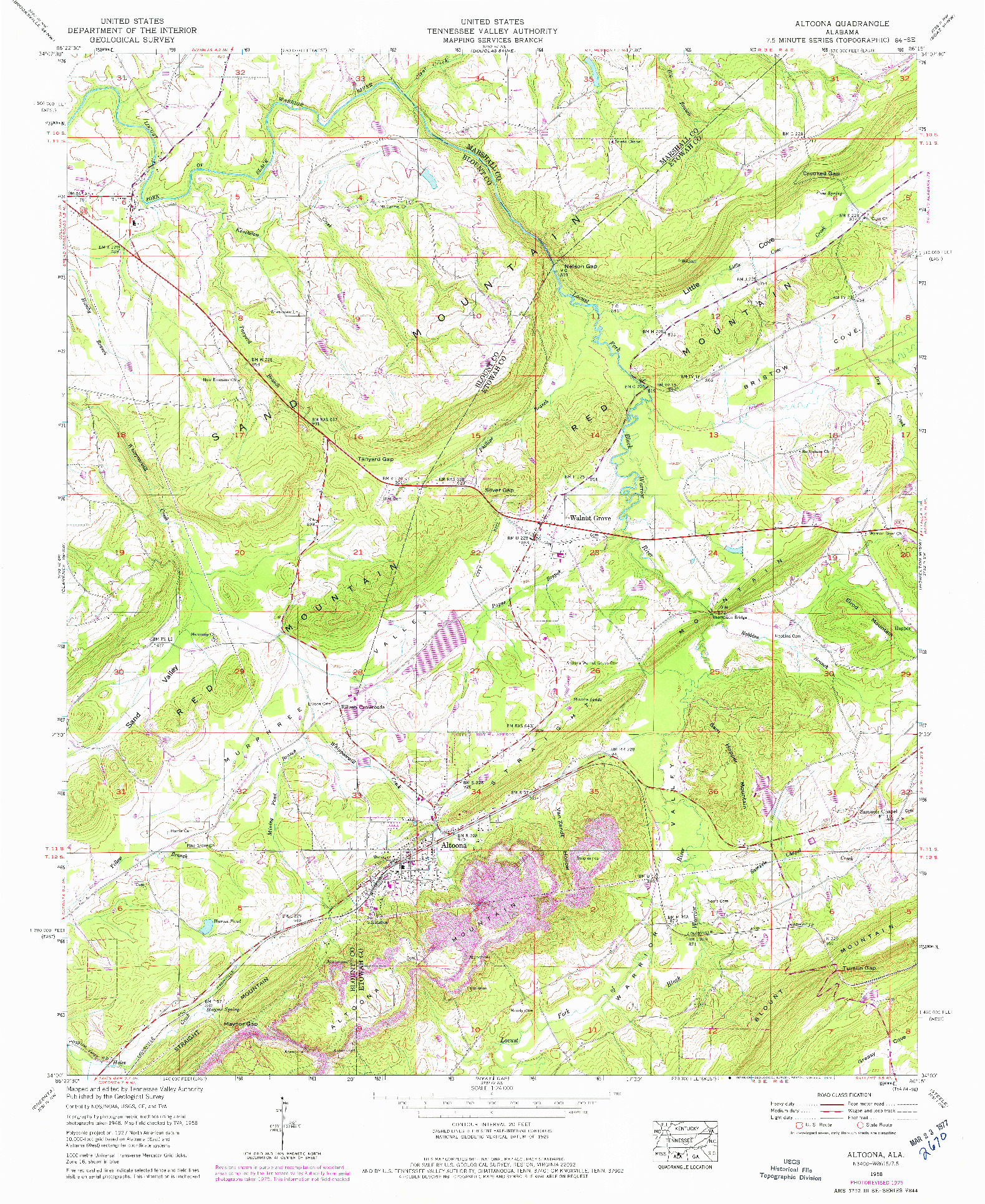 USGS 1:24000-SCALE QUADRANGLE FOR ALTOONA, AL 1958