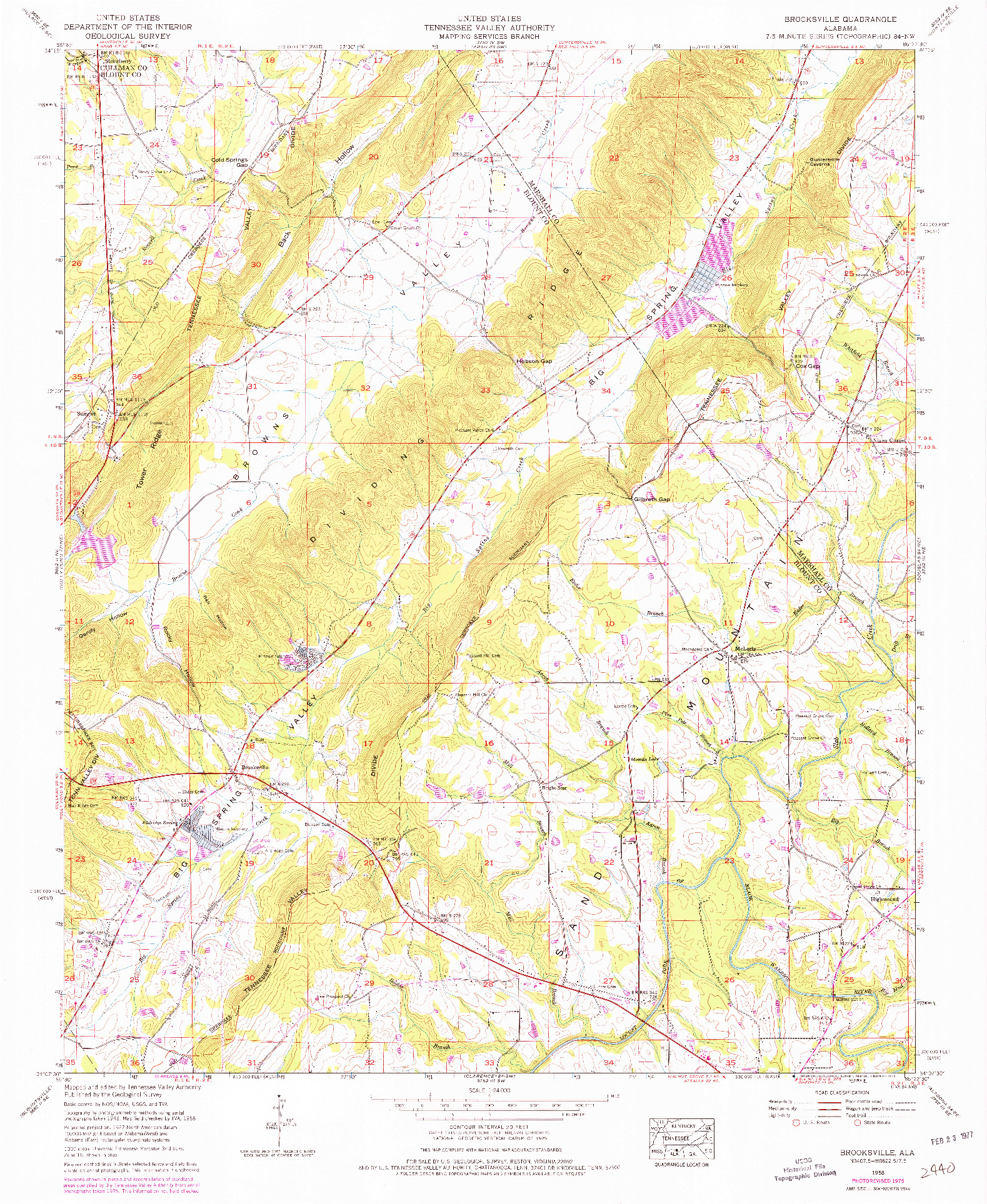 USGS 1:24000-SCALE QUADRANGLE FOR BROOKSVILLE, AL 1958