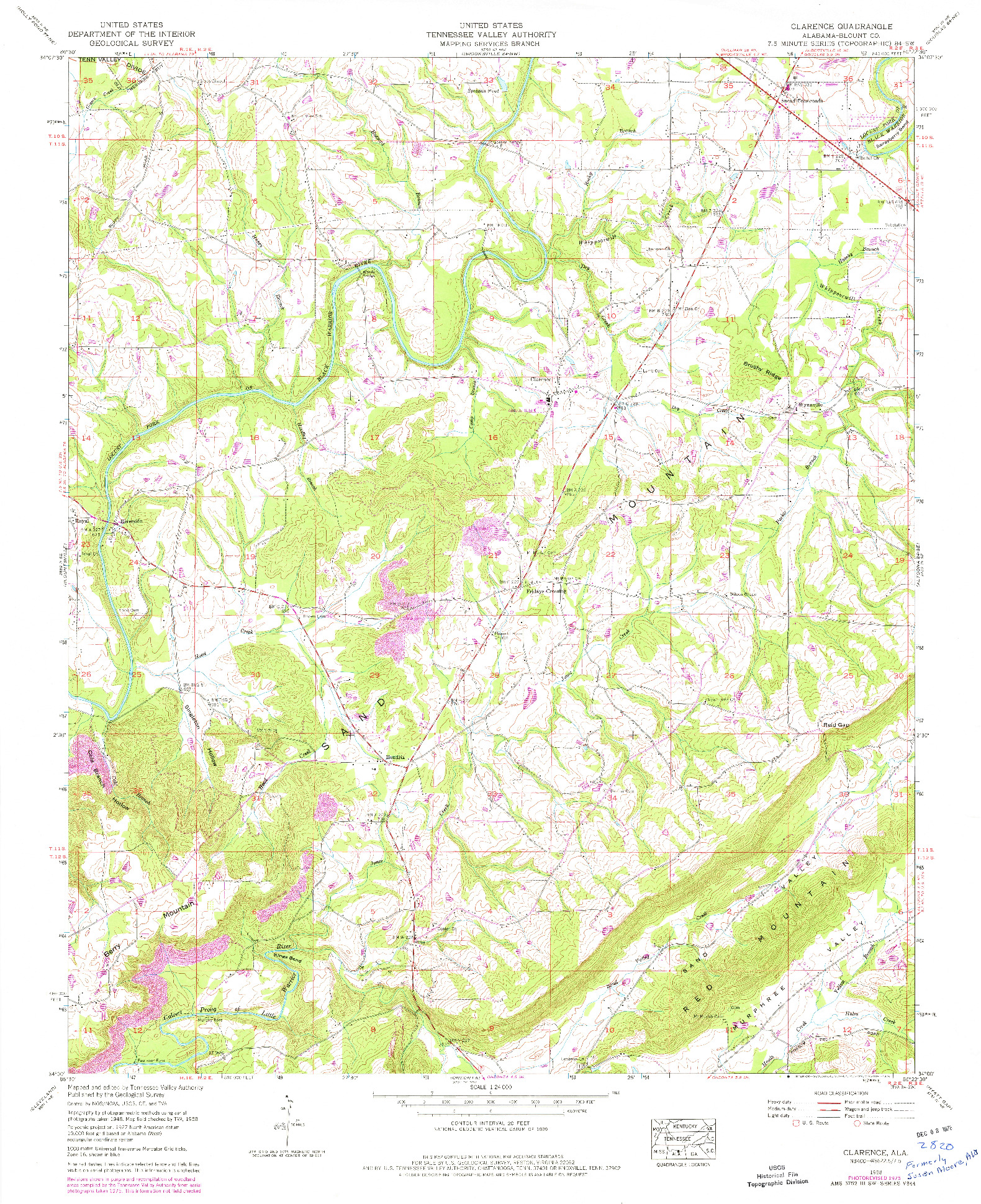 USGS 1:24000-SCALE QUADRANGLE FOR CLARENCE, AL 1958