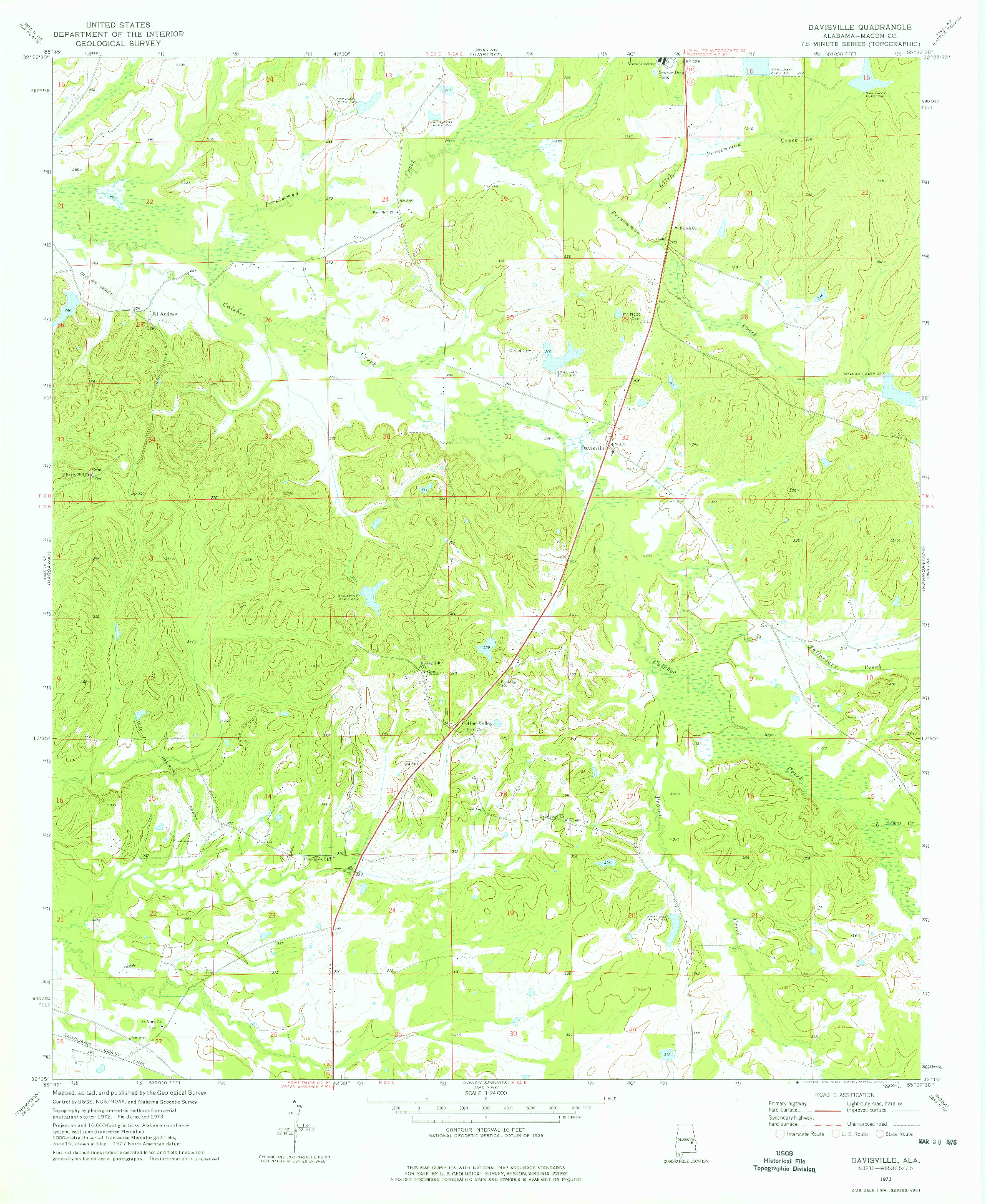 USGS 1:24000-SCALE QUADRANGLE FOR DAVISVILLE, AL 1973