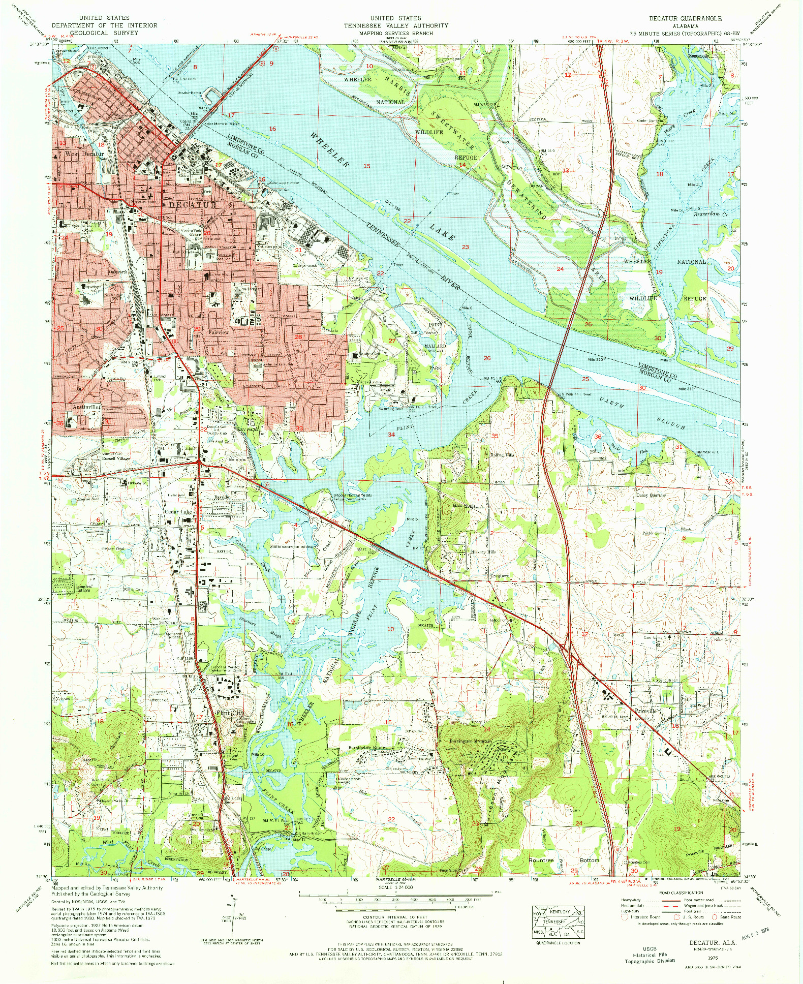 USGS 1:24000-SCALE QUADRANGLE FOR DECATUR, AL 1975