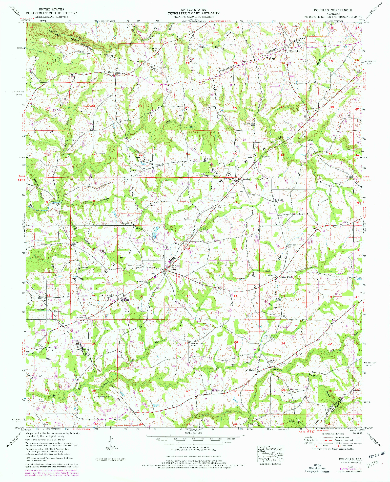 USGS 1:24000-SCALE QUADRANGLE FOR DOUGLAS, AL 1958