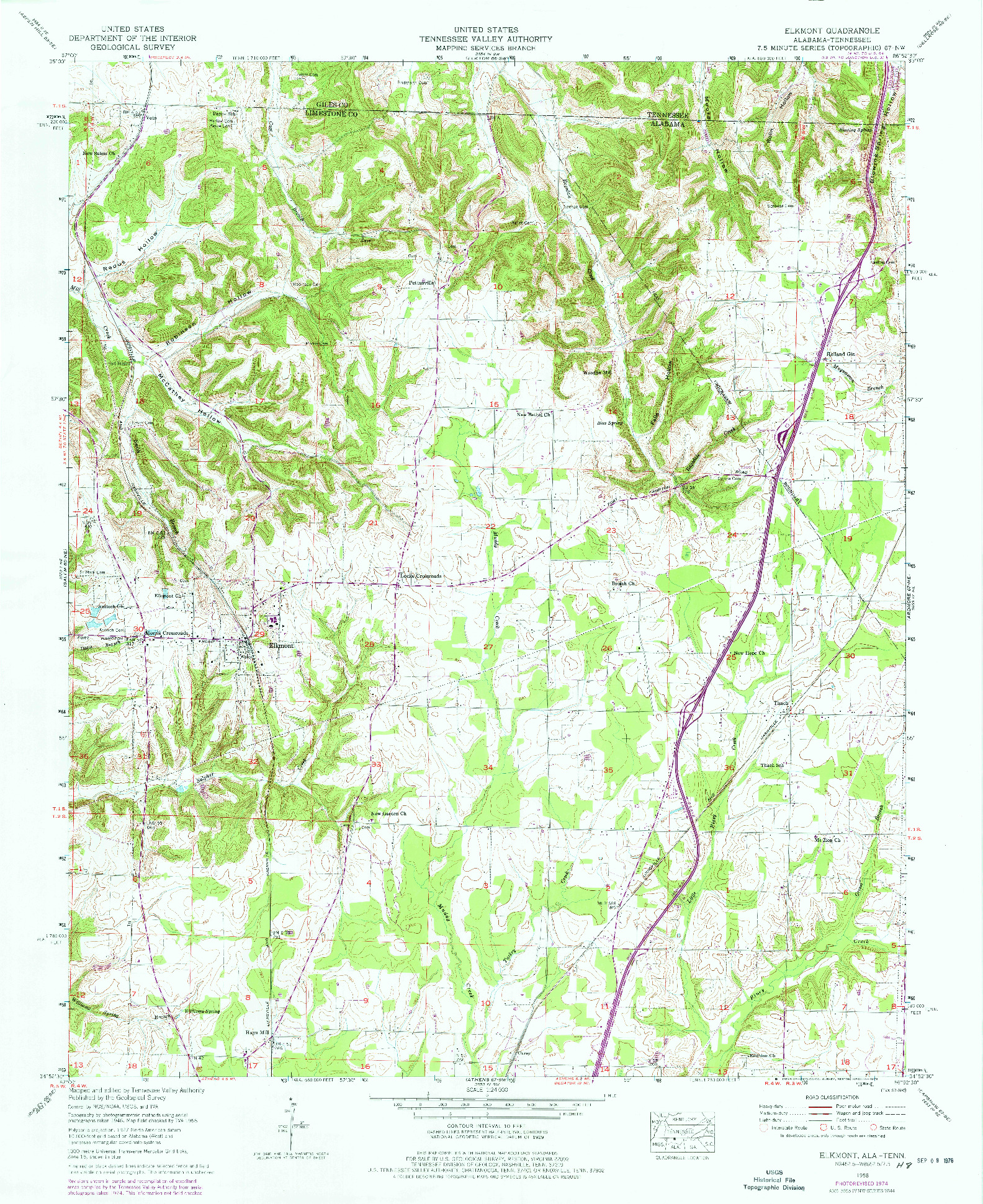 USGS 1:24000-SCALE QUADRANGLE FOR ELKMONT, AL 1958