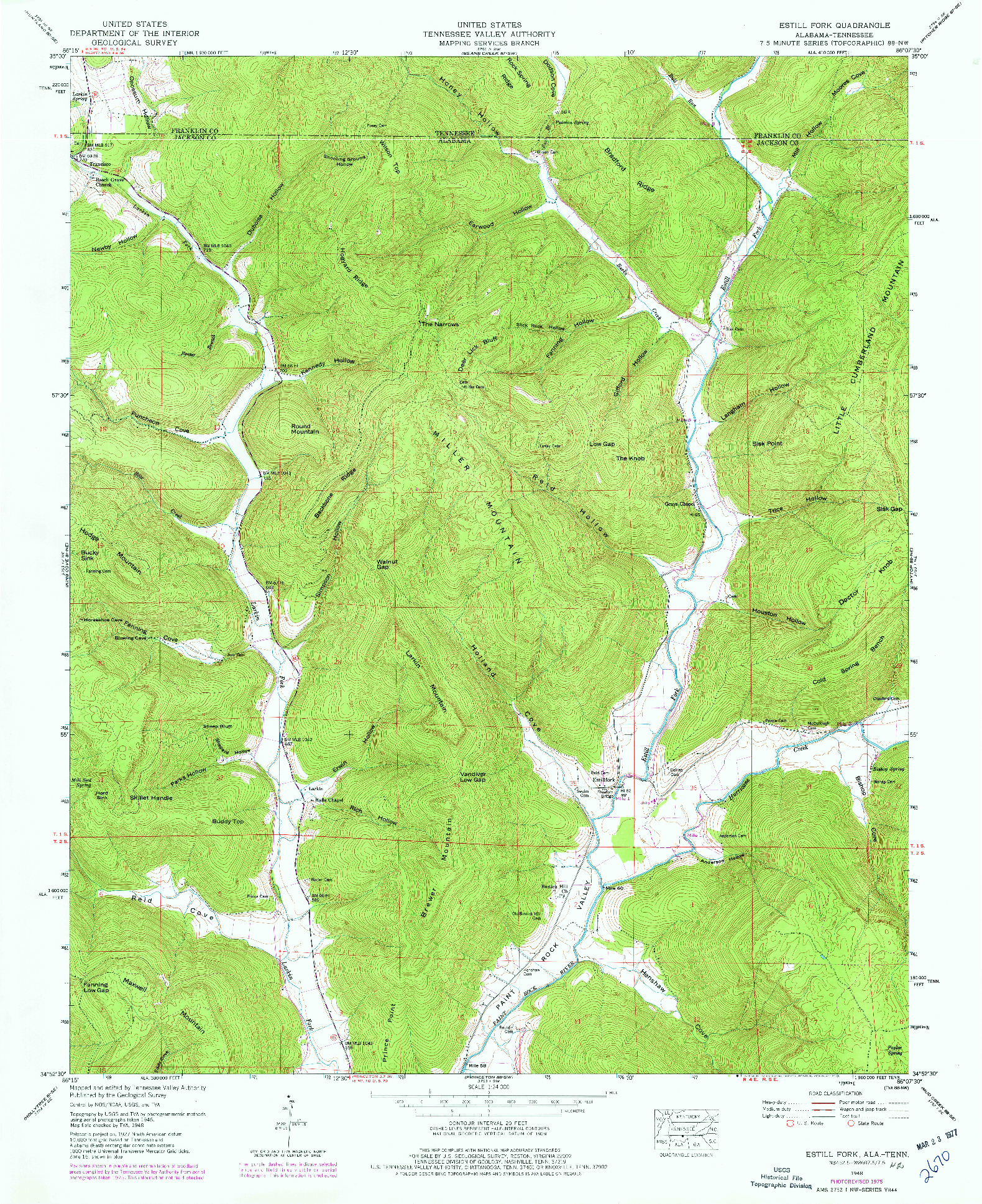 USGS 1:24000-SCALE QUADRANGLE FOR ESTILL FORK, AL 1948