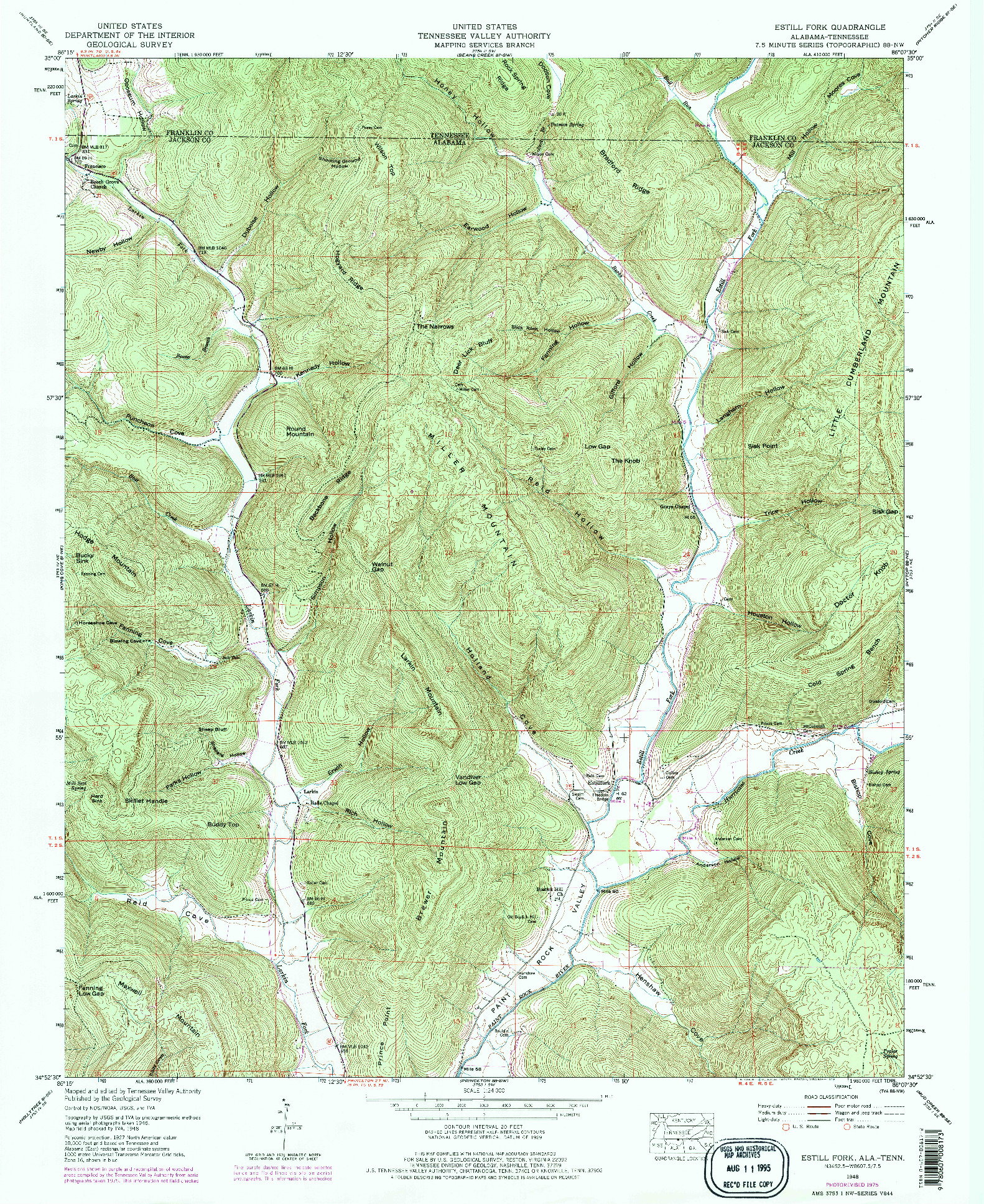 USGS 1:24000-SCALE QUADRANGLE FOR ESTILL FORK, AL 1948