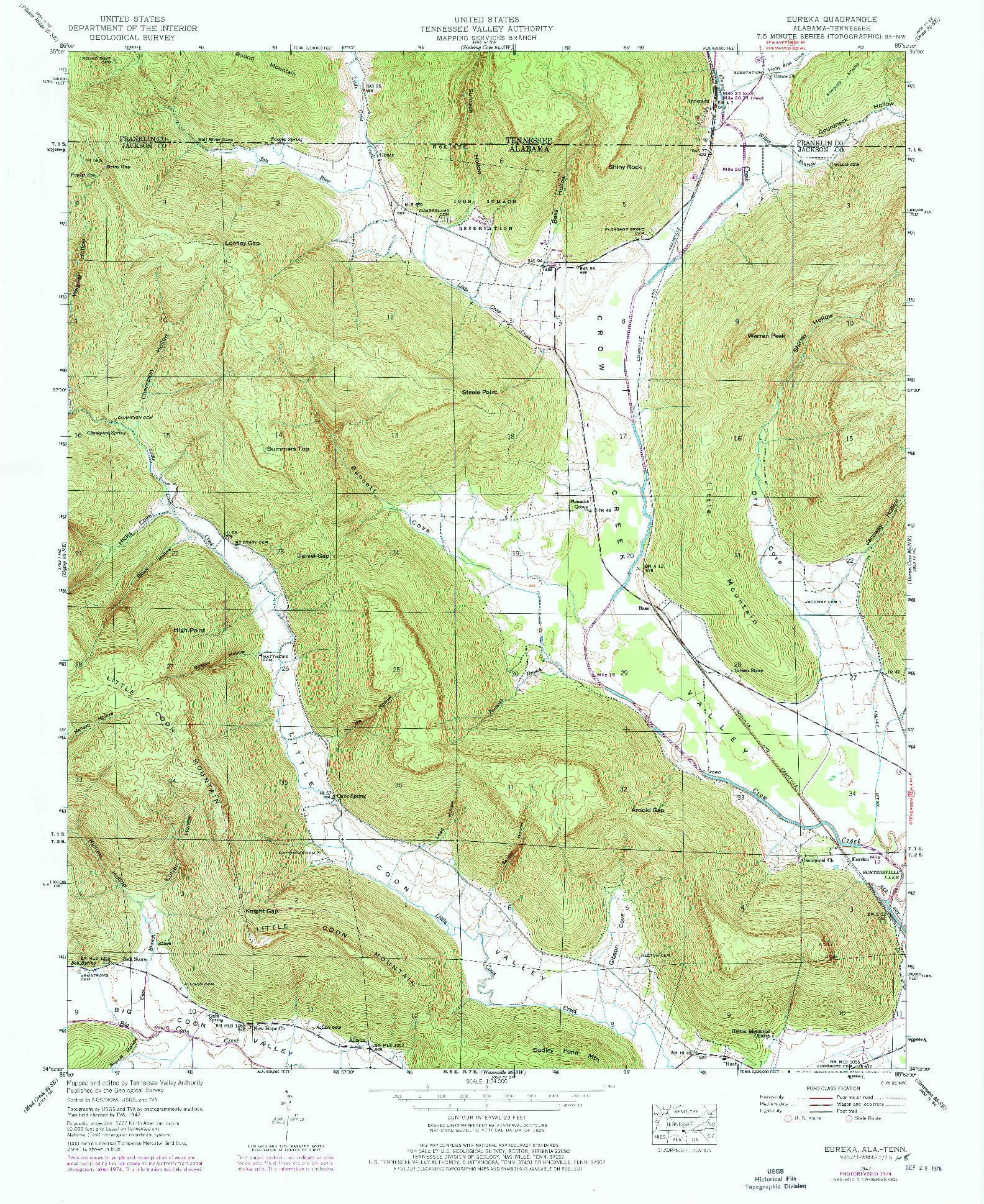 USGS 1:24000-SCALE QUADRANGLE FOR EUREKA, AL 1947