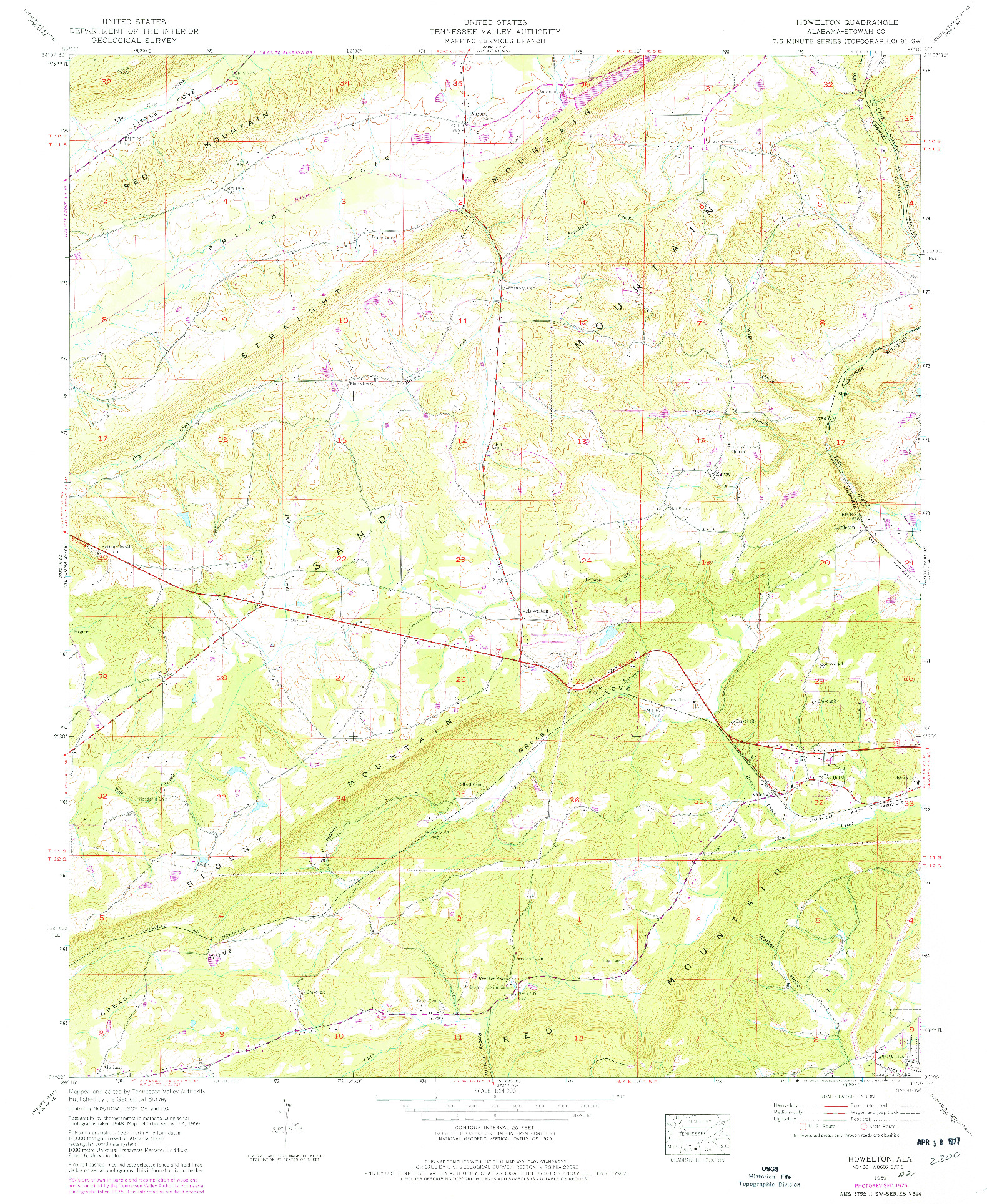 USGS 1:24000-SCALE QUADRANGLE FOR HOWELTON, AL 1959