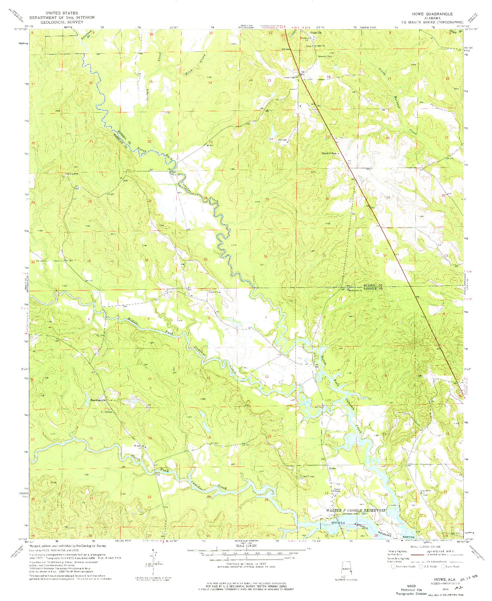 USGS 1:24000-SCALE QUADRANGLE FOR HOWE, AL 1973