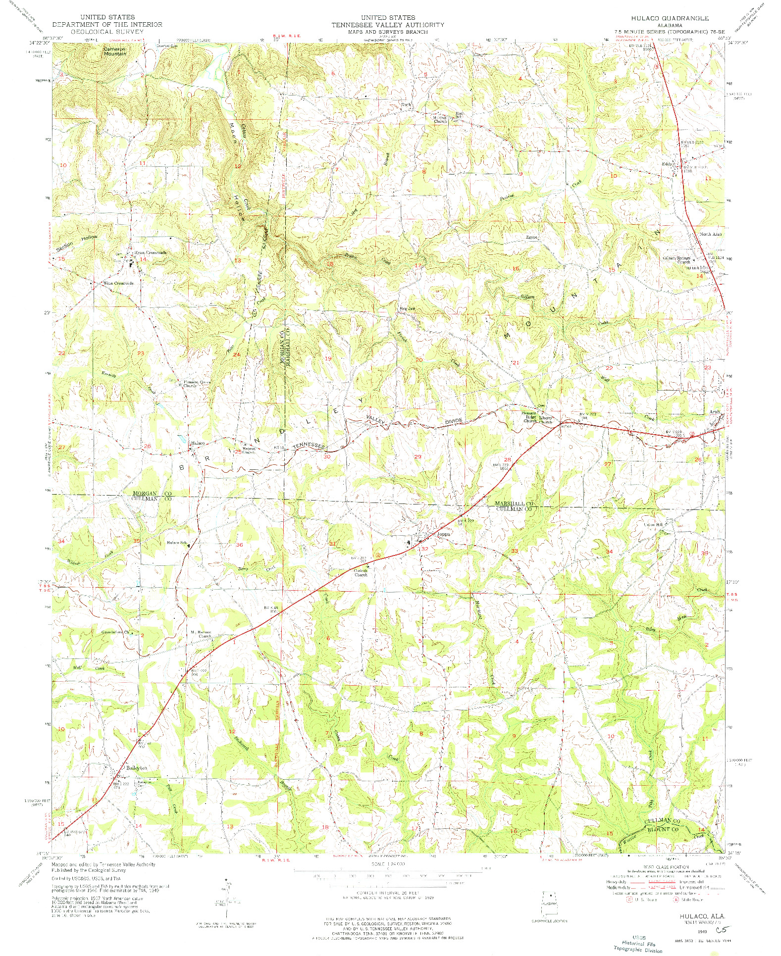 USGS 1:24000-SCALE QUADRANGLE FOR HULACO, AL 1949