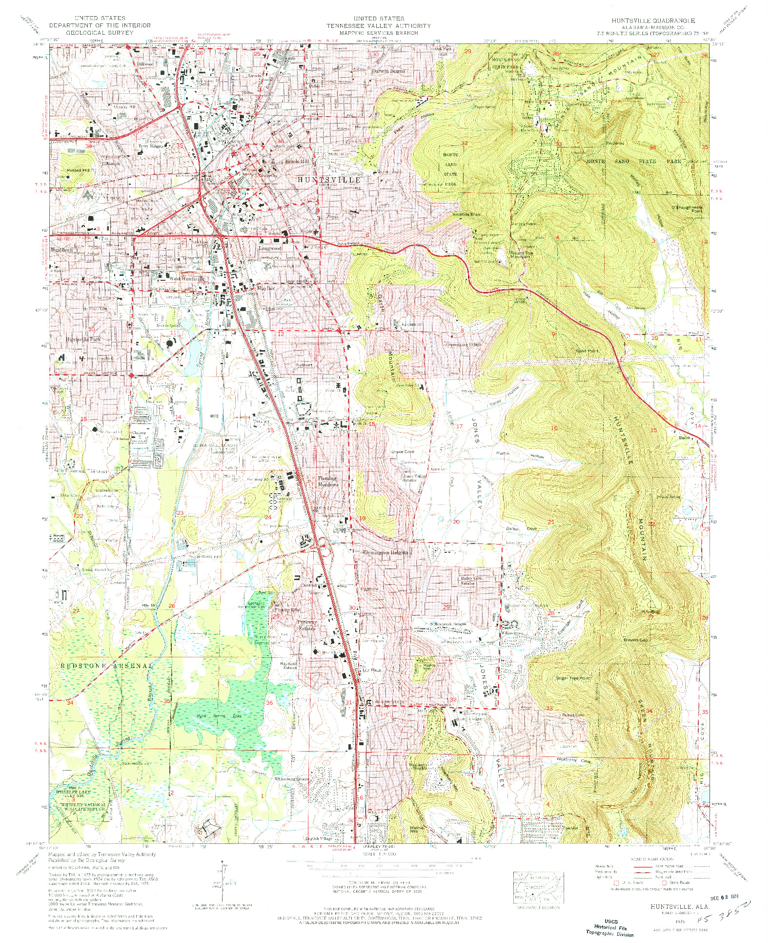 USGS 1:24000-SCALE QUADRANGLE FOR HUNTSVILLE, AL 1975