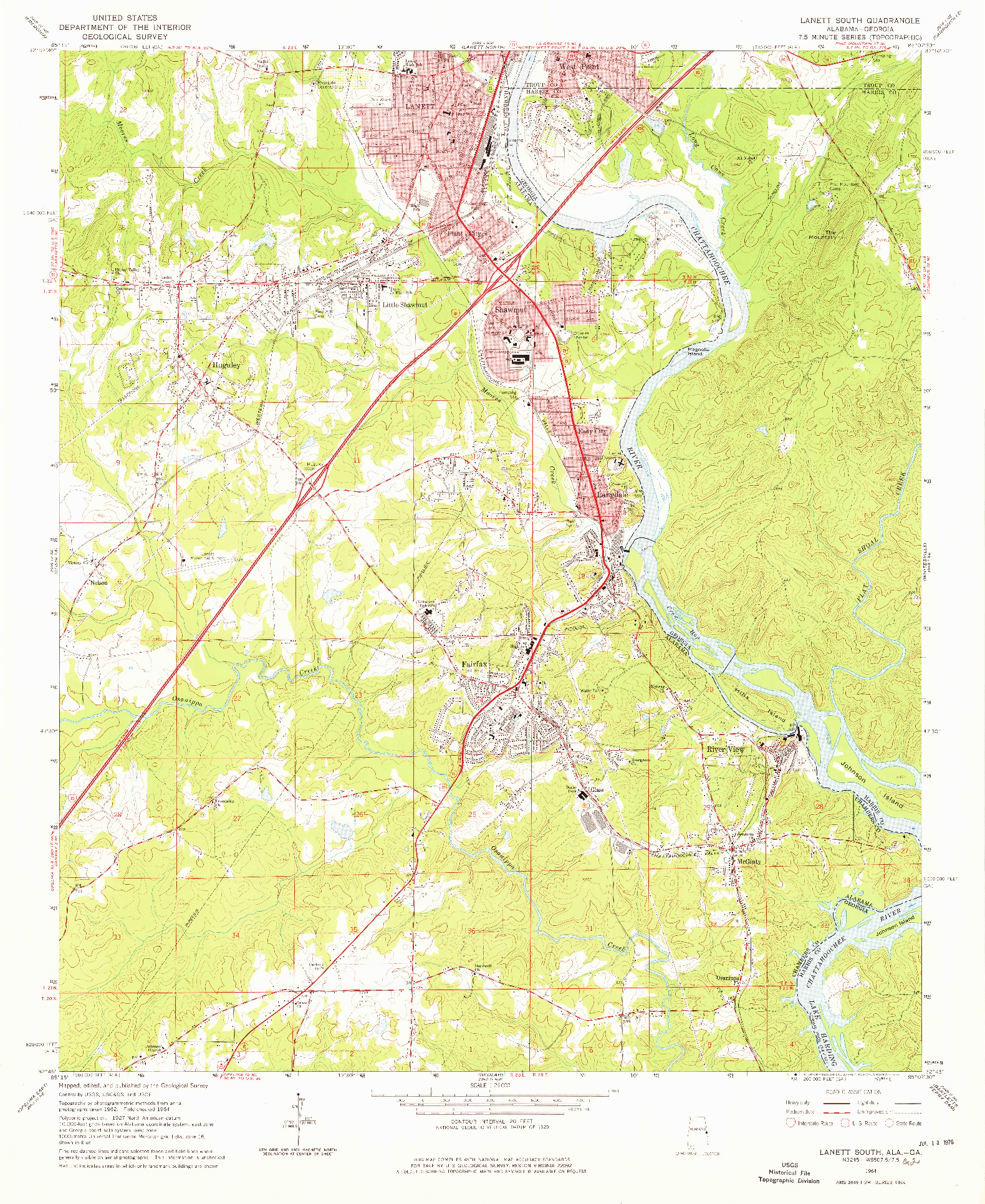 USGS 1:24000-SCALE QUADRANGLE FOR LANETT SOUTH, AL 1964