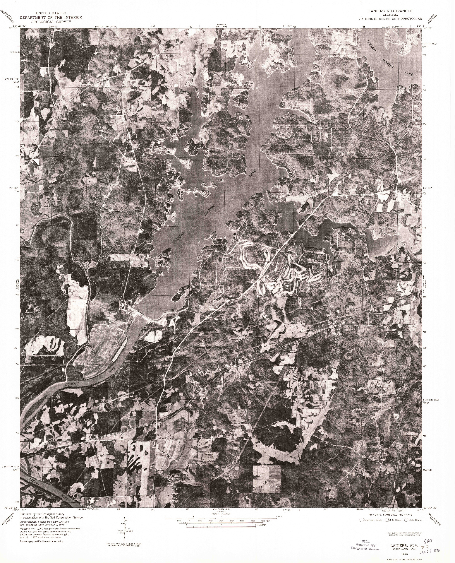 USGS 1:24000-SCALE QUADRANGLE FOR LANIERS, AL 1975